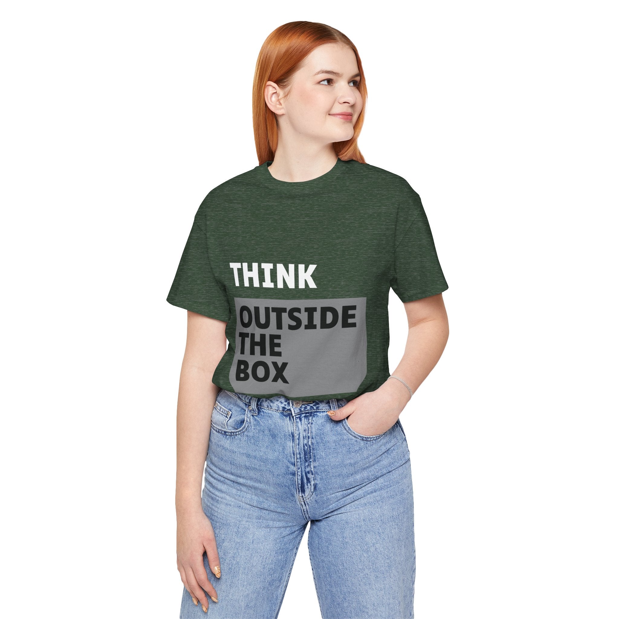 Think Outside the Box Unisex Tee, Short Sleeve T-shirt, Unique Design Shirt, Creative Tee, Unisex Graphic Tee