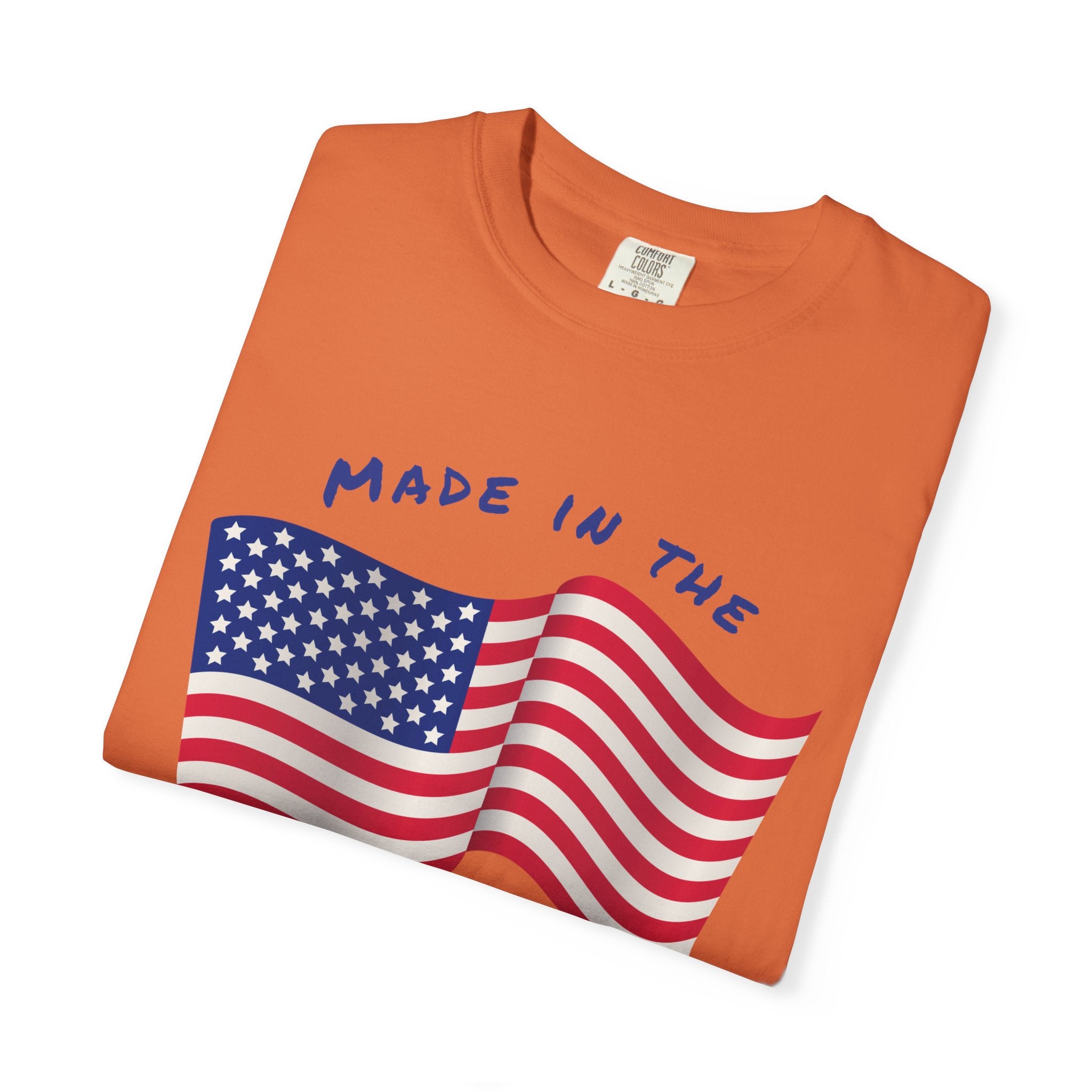 Patriotic T-Shirt for Celebrations, Made in the USA Tee, Unisex Garment-Dyed Shirt, July 4th Apparel, Red White Blue Tee