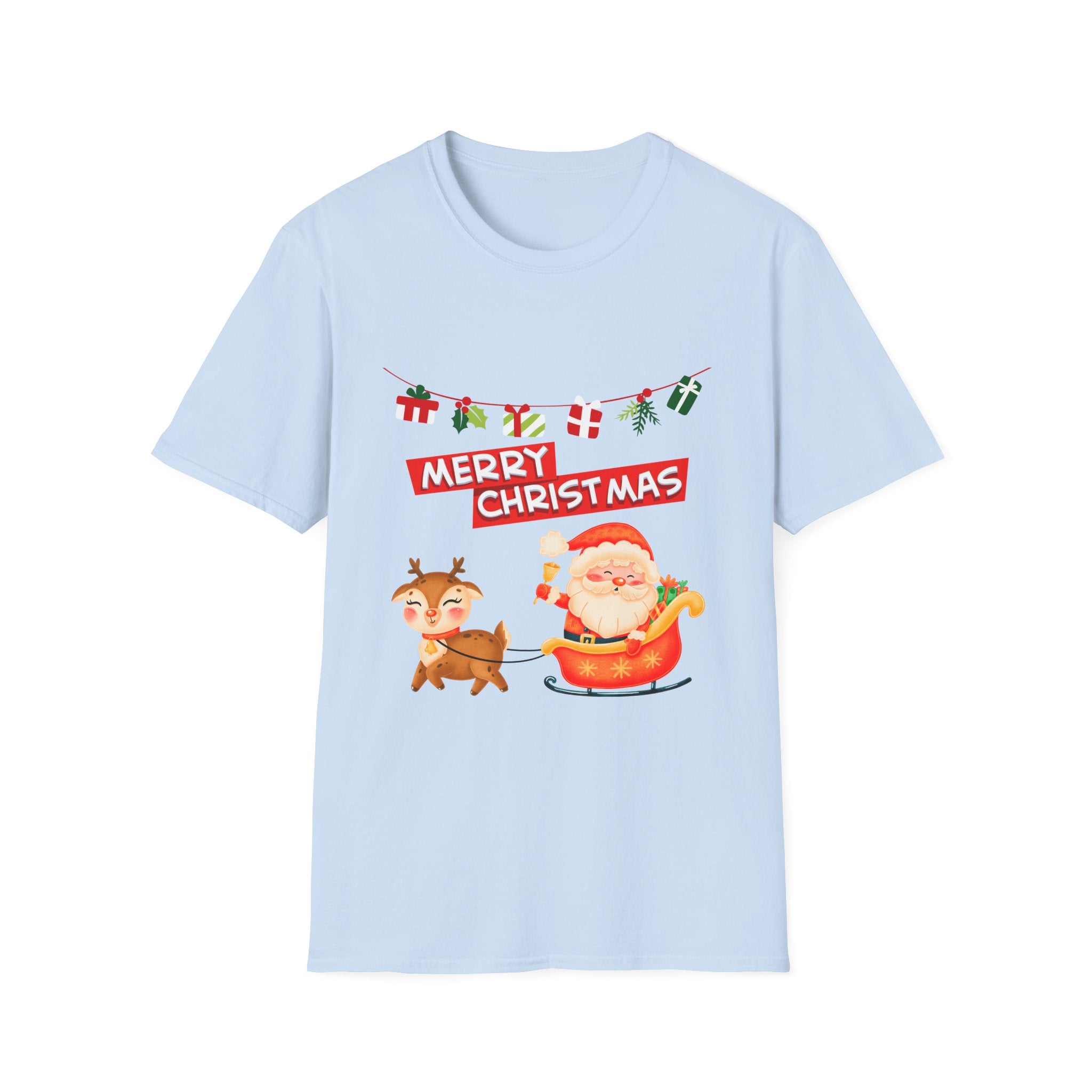 Christmas Cheer T-Shirt, Merry Christmas Tee, Festive Holiday Shirt, Unisex Christmas Apparel, Santa and Reindeer Design