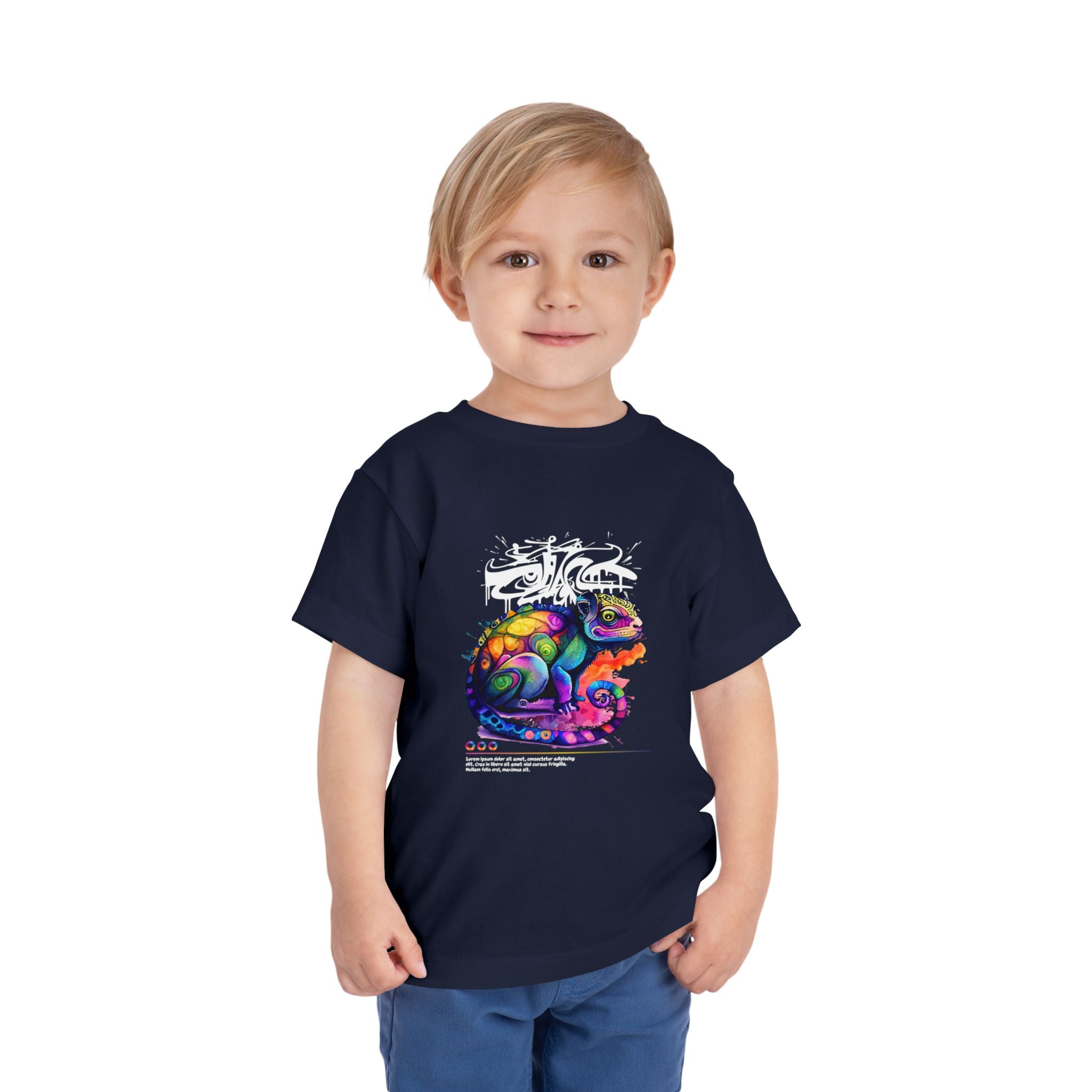 Colorful Chameleon Toddler Tee, Fun Kids Shirt, Vibrant Short Sleeve Tee, Birthday Gift, Summer Outfit, Playdate Wear
