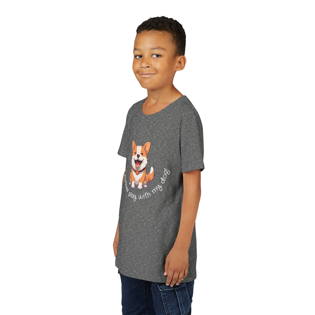 Youth Dog Lover Tee, Kids Corgi Shirt, Playful Dog T-Shirt, Pet Lover Gift, Children's Animal Apparel