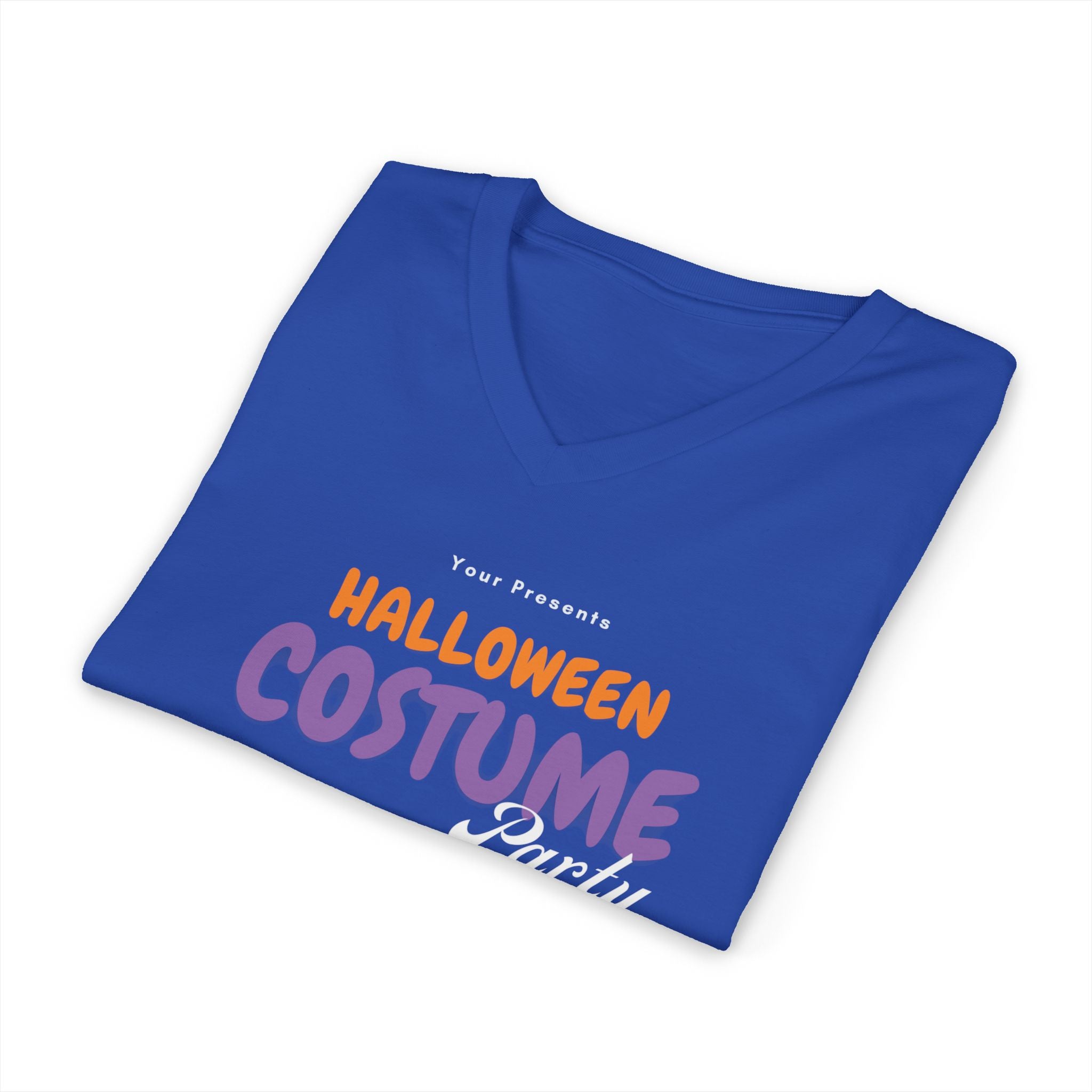 Halloween Costume Unisex V-Neck Tee, Spooky T-Shirt, Fall Apparel, Cozy Costume Top, Ghostly Fashion, Halloween Gift