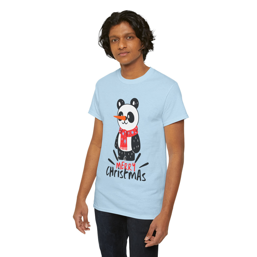 Cute Merry Christmas Panda Tee for Holiday Cheer, Unisex Cotton T-Shirt, Fun Gift for Him & Her, Christmas Apparel, Winter Gathering