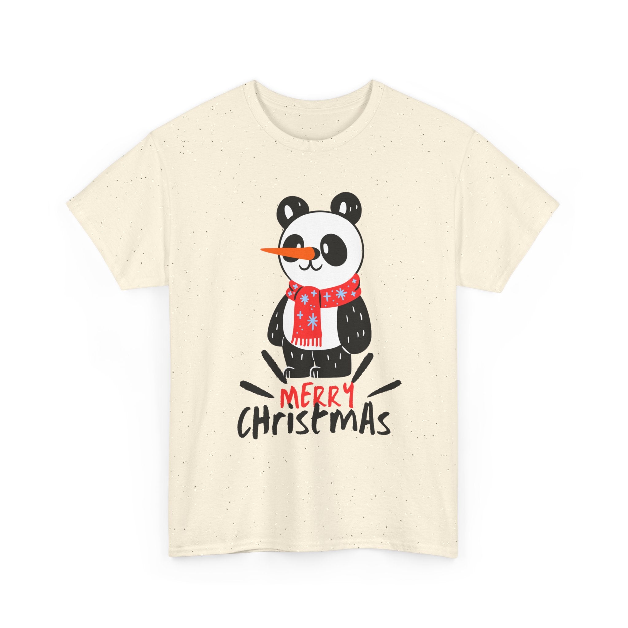 Cute Merry Christmas Panda Tee for Holiday Cheer, Unisex Cotton T-Shirt, Fun Gift for Him & Her, Christmas Apparel, Winter Gathering