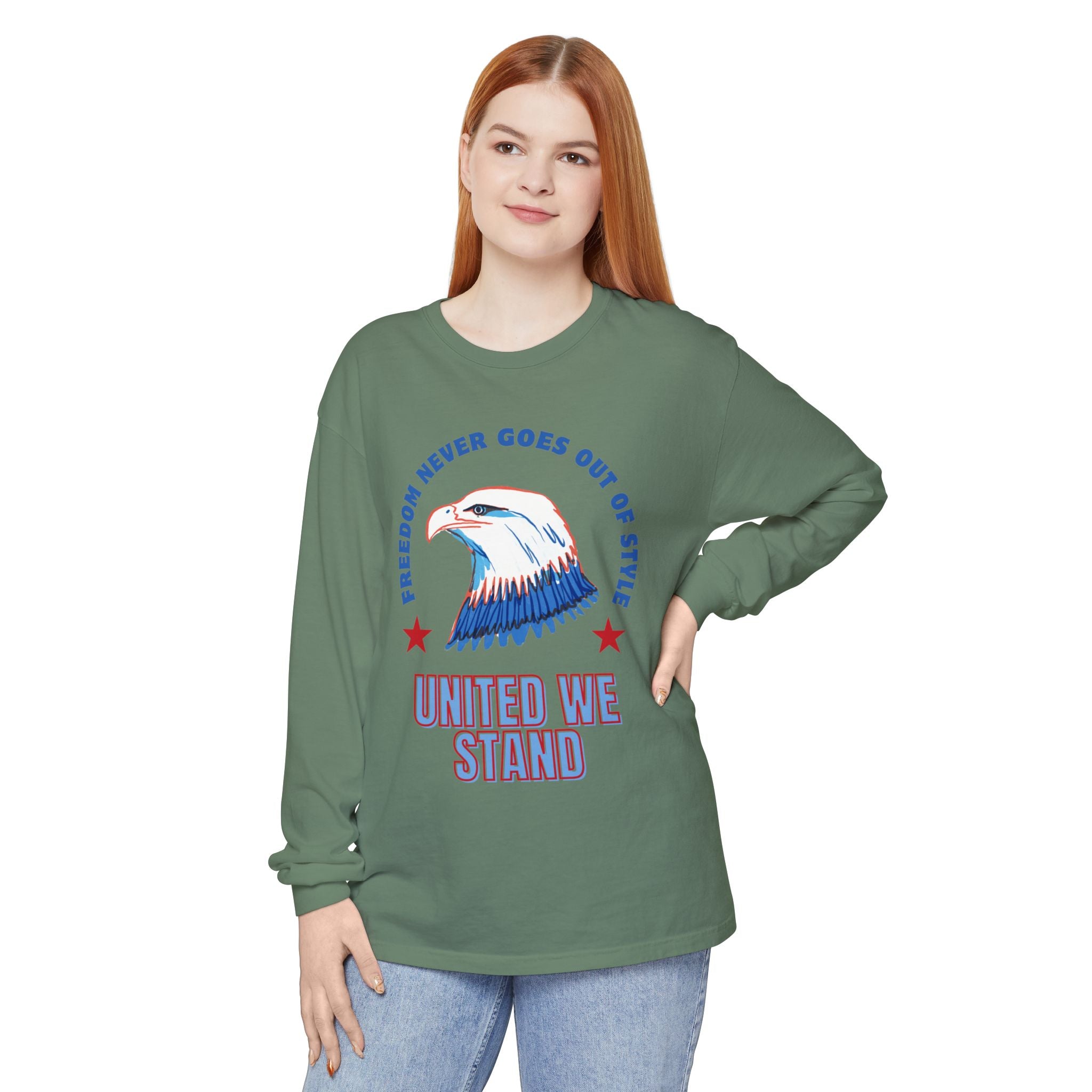 Patriotic Long Sleeve T-Shirt Perfect for Celebrating Holidays, Independence Days
