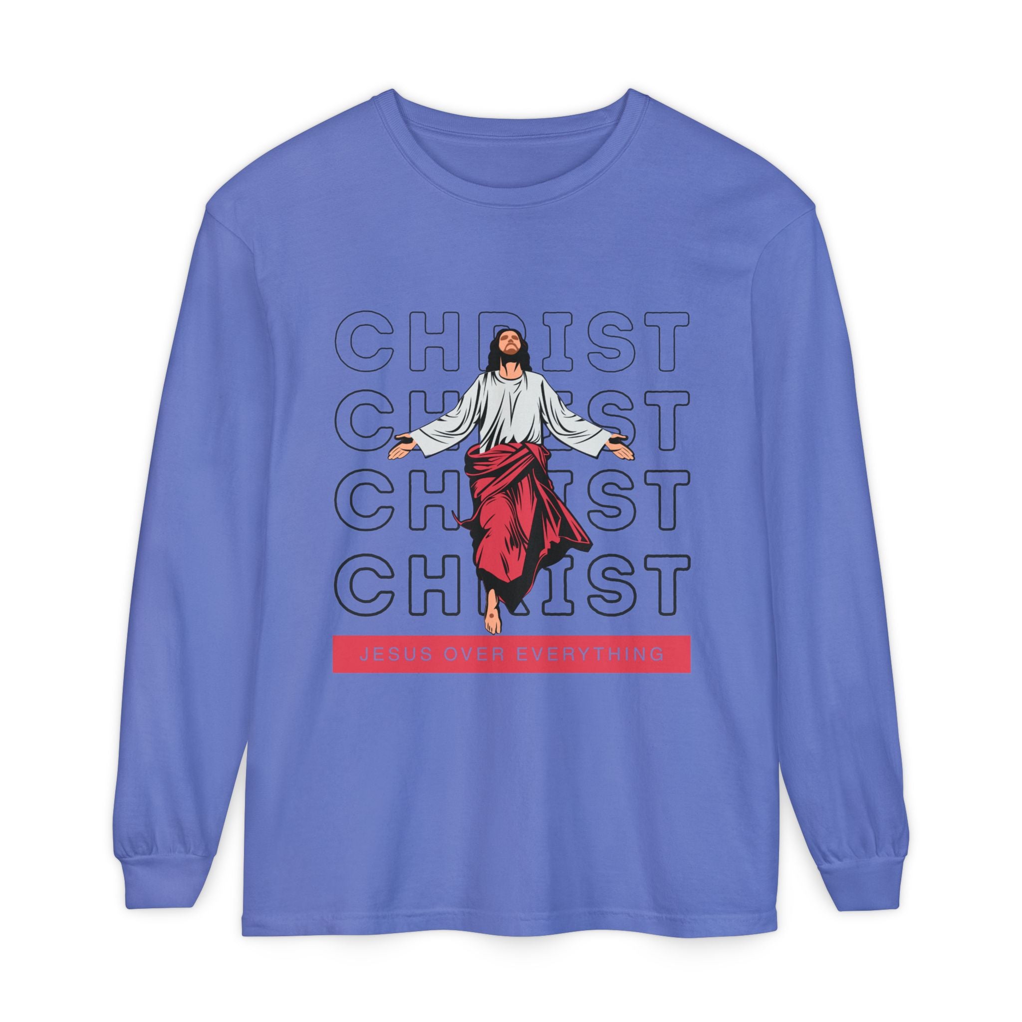 Unisex Long Sleeve T-Shirt - Jesus Over Everything, Christian Apparel, Faith-Based Gift, Spiritual Wear, Gospel Fashion