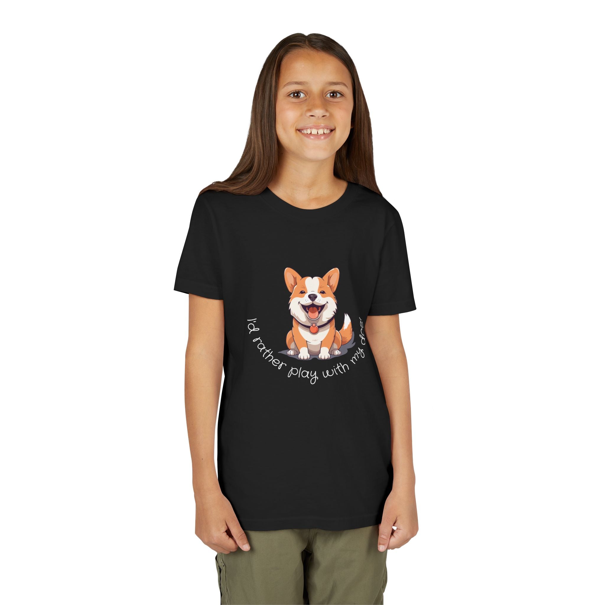 Youth Dog Lover Tee, Kids Corgi Shirt, Playful Dog T-Shirt, Pet Lover Gift, Children's Animal Apparel