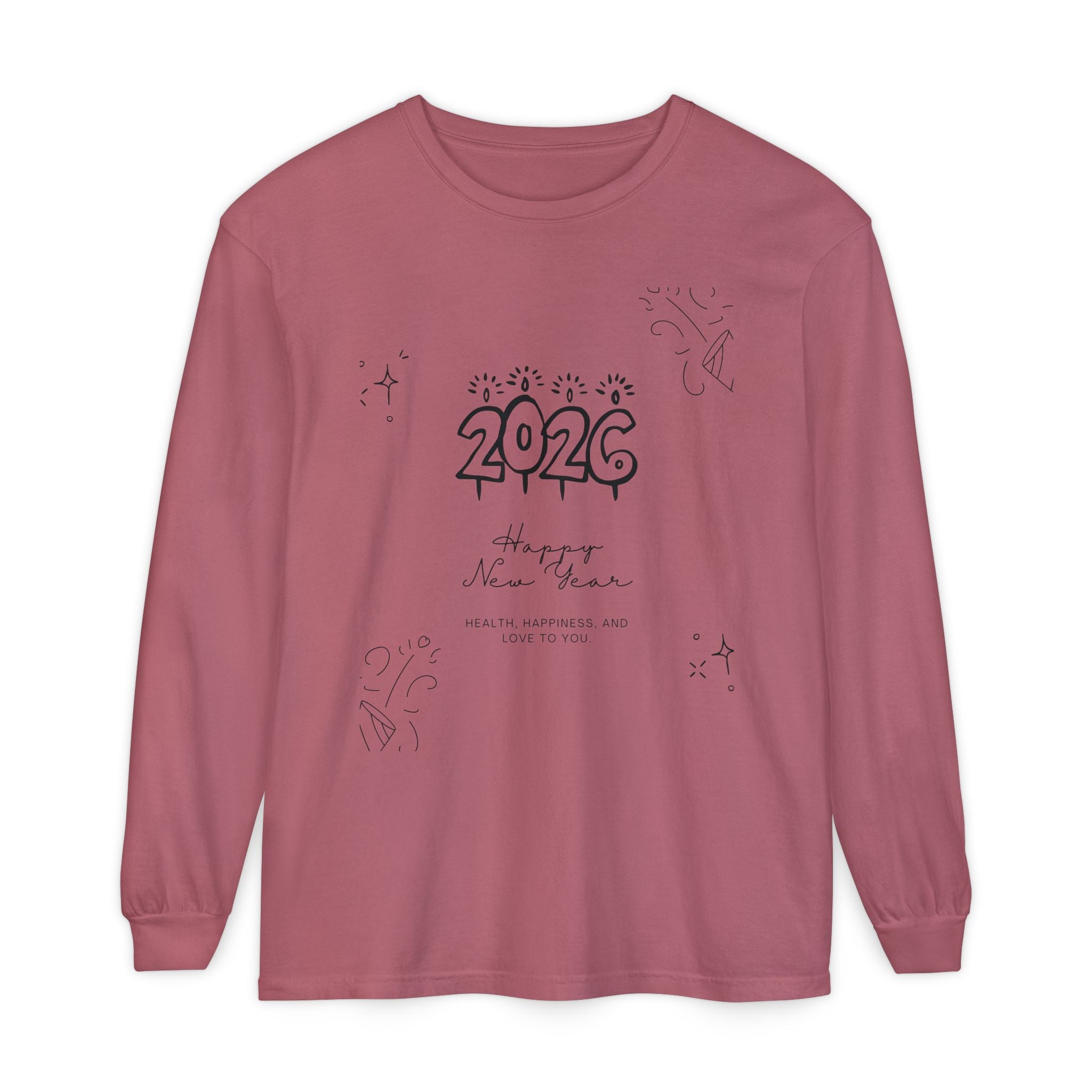2026 Happy New Year Long Sleeve T-Shirt | Cozy Holiday Top, Unisex Style, Celebration Apparel, Gift for Him/Her, Festive Fashion