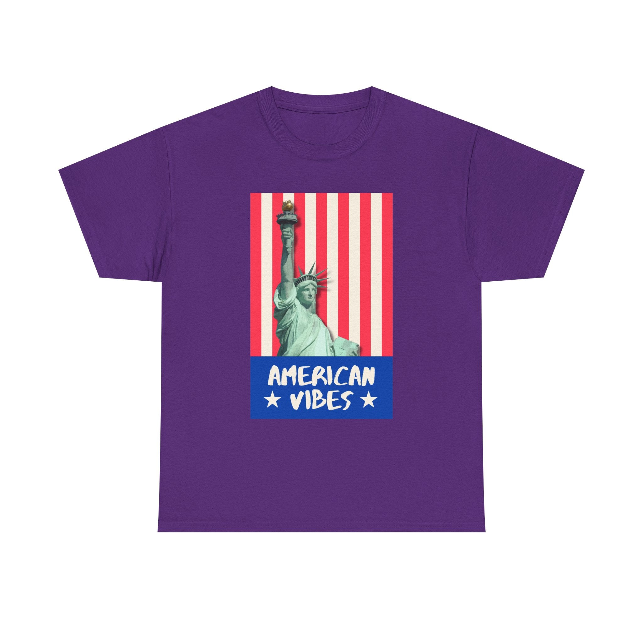 American Vibes Unisex Heavy Cotton Tee, Patriotic Shirt, Gift for Veterans, Independence Day Apparel, Summer Casual Wear