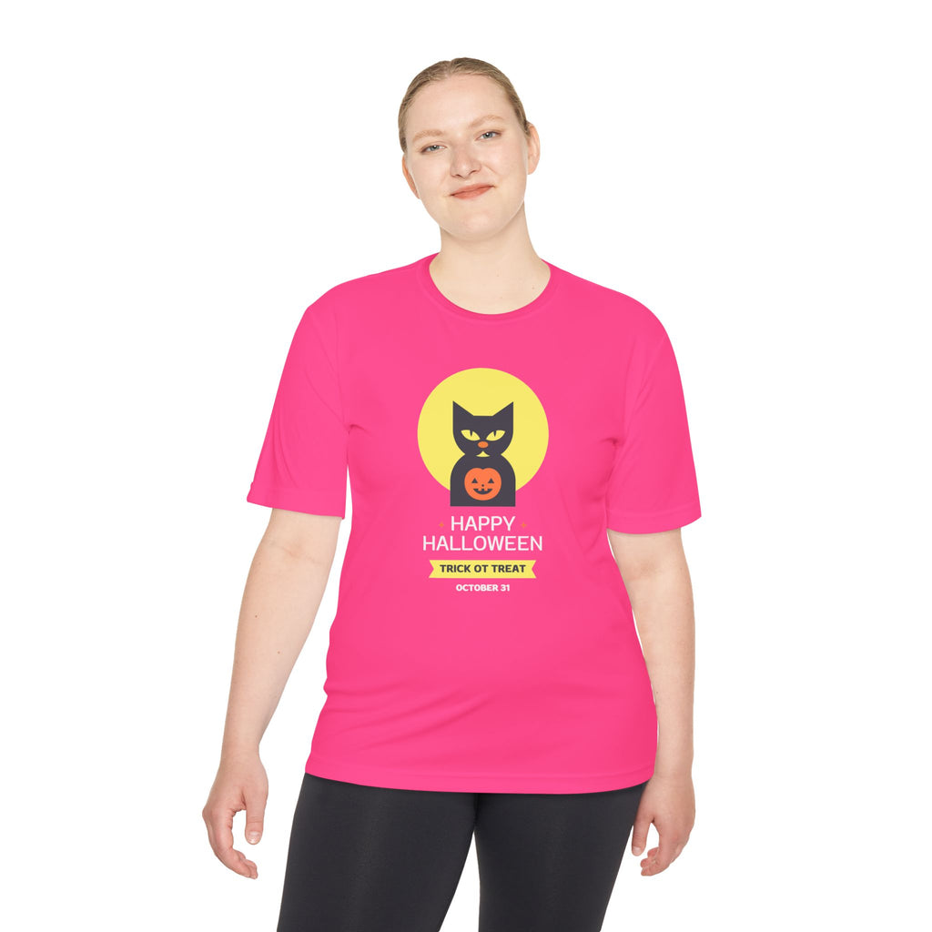 Halloween Cat Unisex Moisture Wicking Tee, Spooky T-Shirt, Trick or Treat Tee, Halloween Costume Shirt, Fall Apparel
