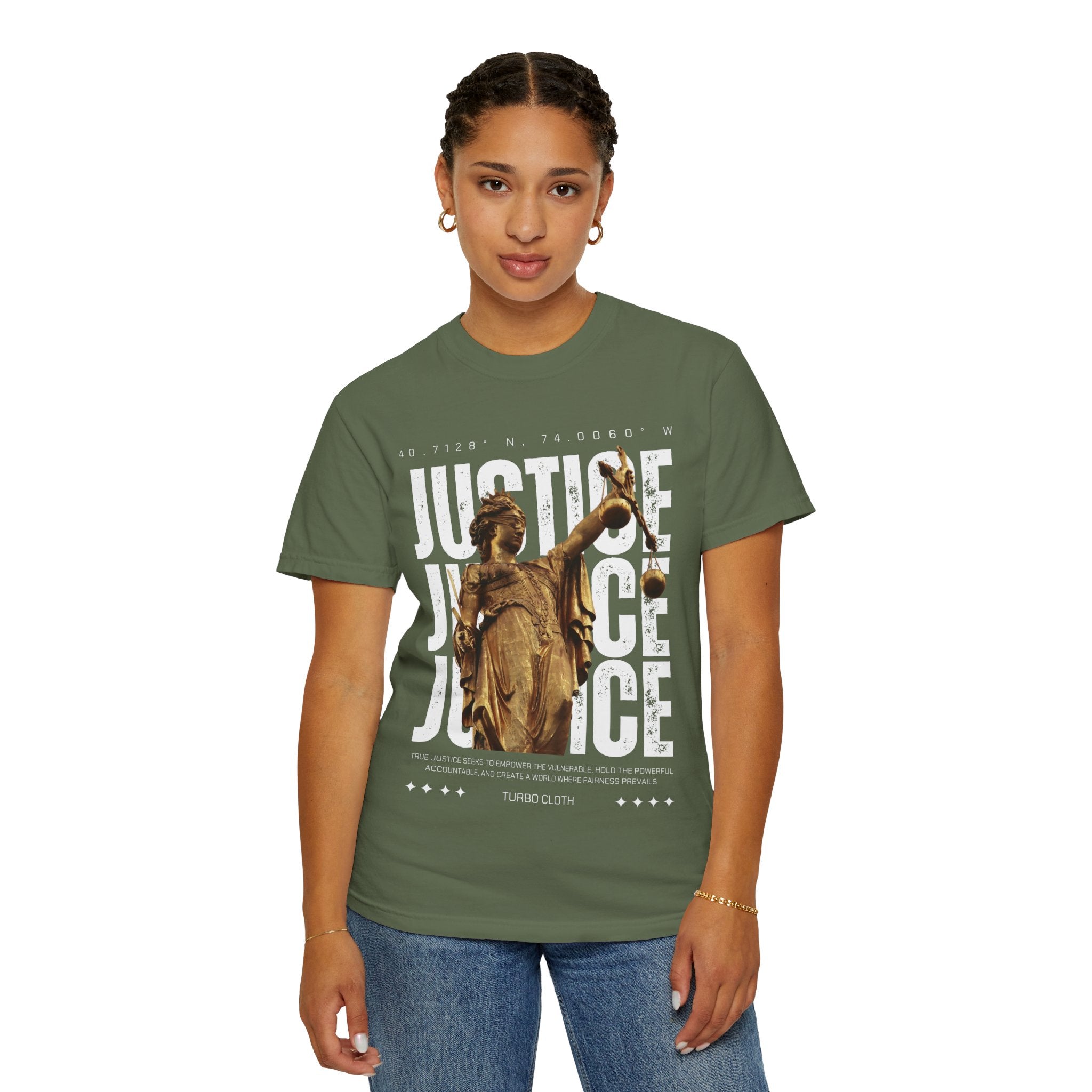 Justice Statue Unisex T-shirt, Casual Wear, Inspirational Gift, Equality Shirt, Art-Inspired Clothing, Birthday Gift, Statement Tees