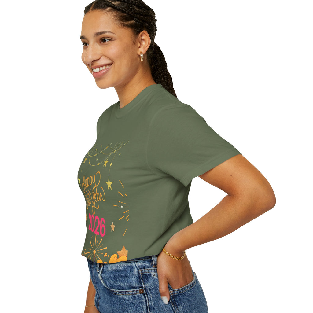 New Year Celebration T-Shirt | Unisex Garment-Dyed Tee with Happy New Year 2026 Design, Festive Apparel, Holiday Gift, Party Wear