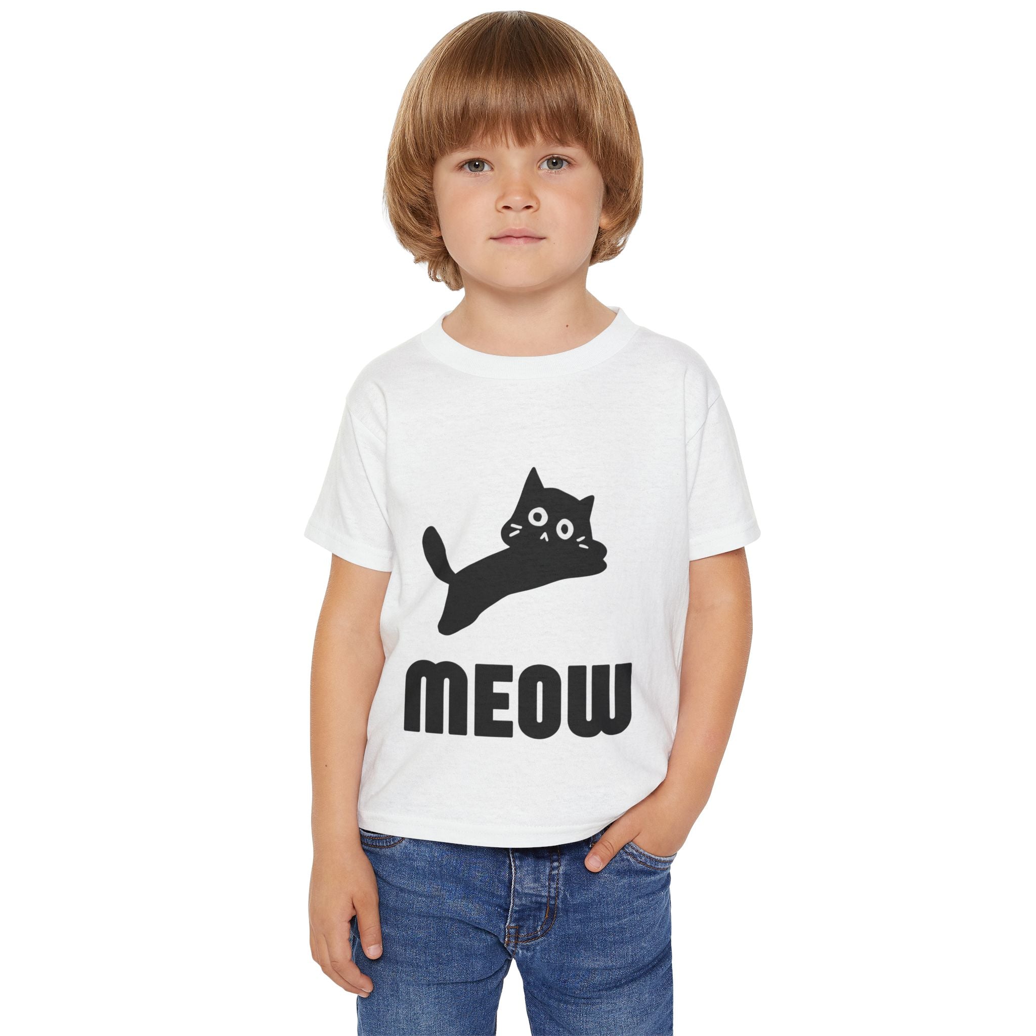 Cute Cat Meow Toddler T-shirt - Fun Kids Tee, Cat Lover Gift, Playful Outfit, Birthday Present, Everyday Wear