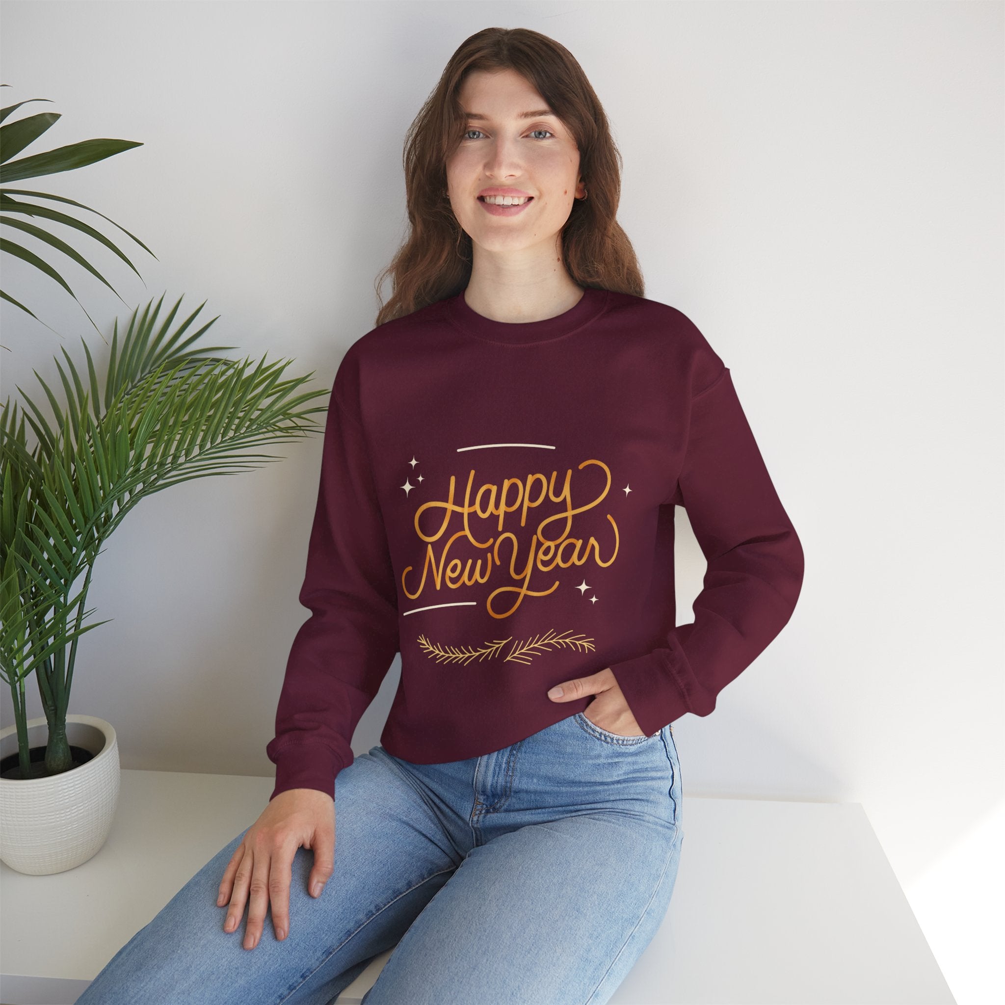 Happy New Year Unisex Crewneck Sweatshirt, Cozy Holiday Apparel, New Year Gift, Seasonal Fashion, Comfortable Sweater