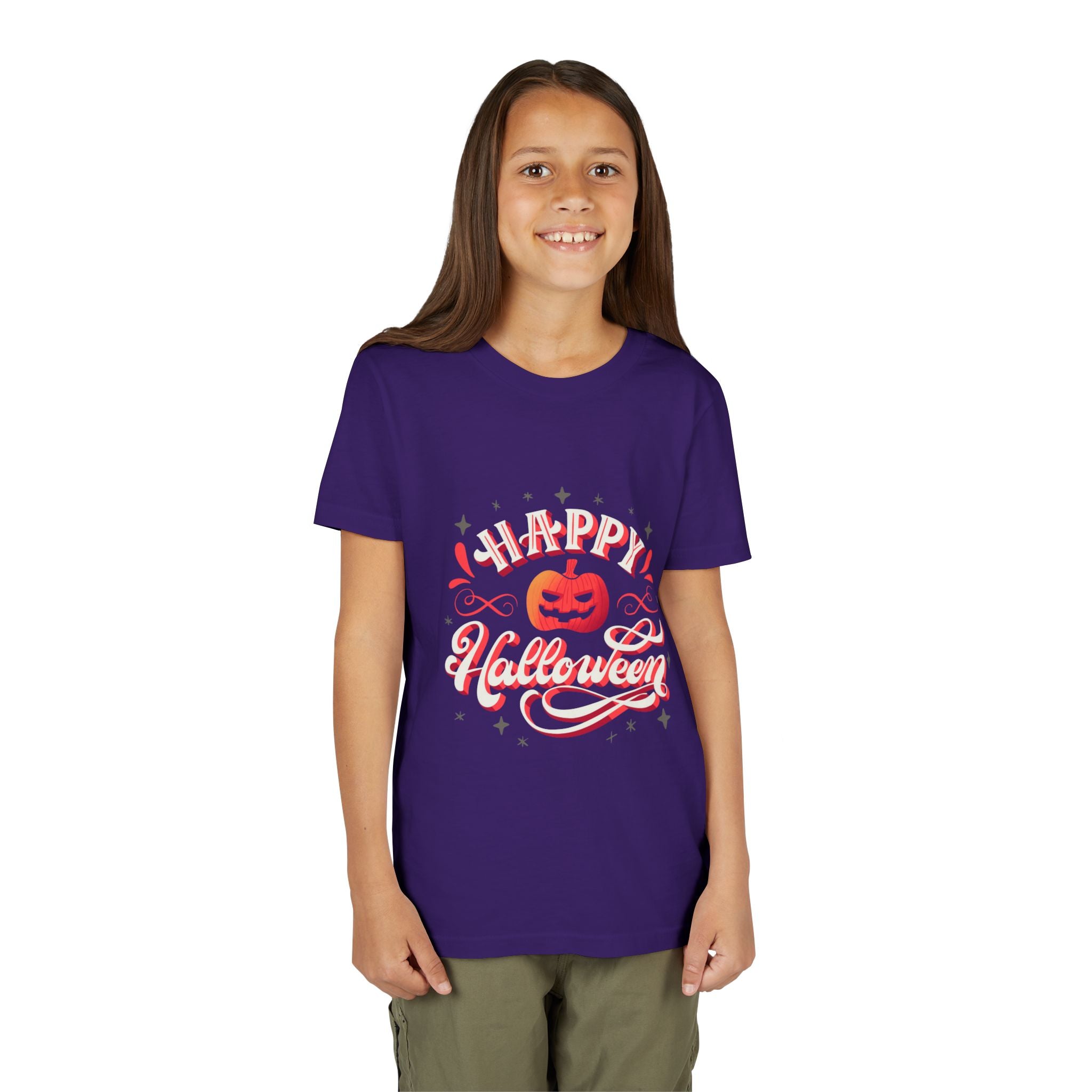 Halloween Youth Short Sleeve Tee, Kids Halloween T-Shirt, Pumpkin Graphic Tee, Spooky Season Clothes, Trick or Treat Shirt