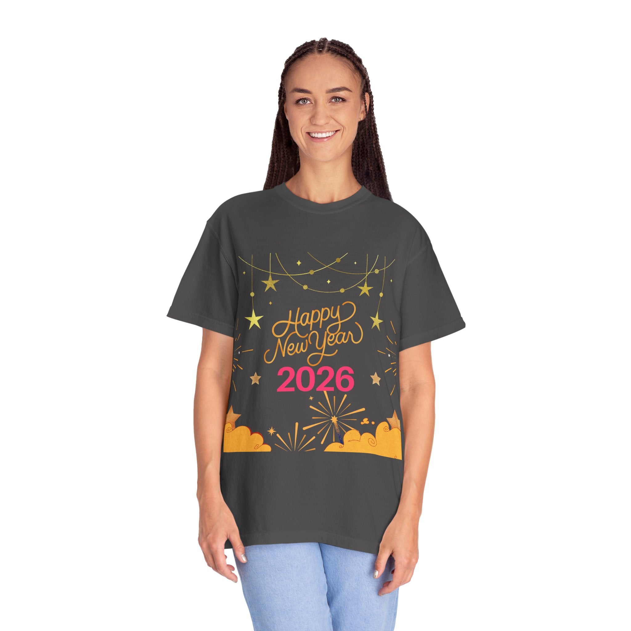 New Year Celebration T-Shirt | Unisex Garment-Dyed Tee with Happy New Year 2026 Design, Festive Apparel, Holiday Gift, Party Wear