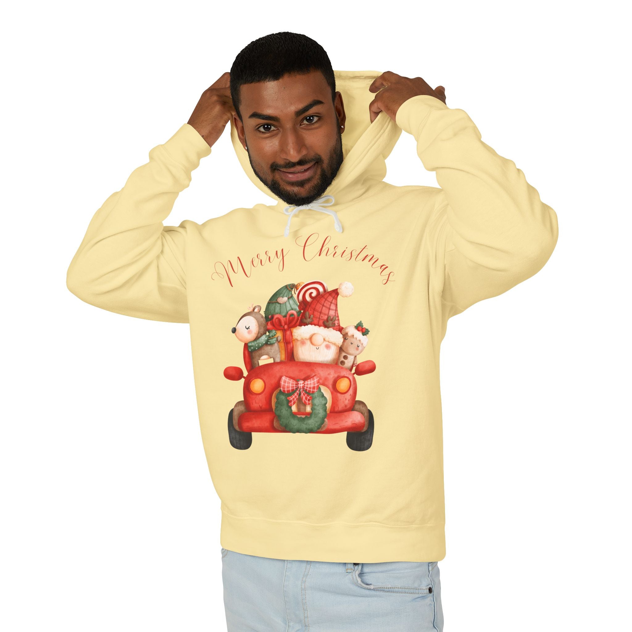 Merry Christmas Hoodie, Unisex Lightweight Sweatshirt, Holiday Gift, Cozy Christmas Sweatshirt, Festive Apparel, Christmas Outfit