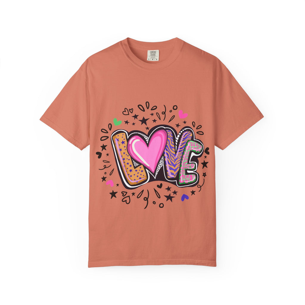 Love Vibes Unisex Garment-Dyed T-shirt | Perfect for Valentine's Day, Anniversaries, Casual Wear, Gifts, and Everyday Love