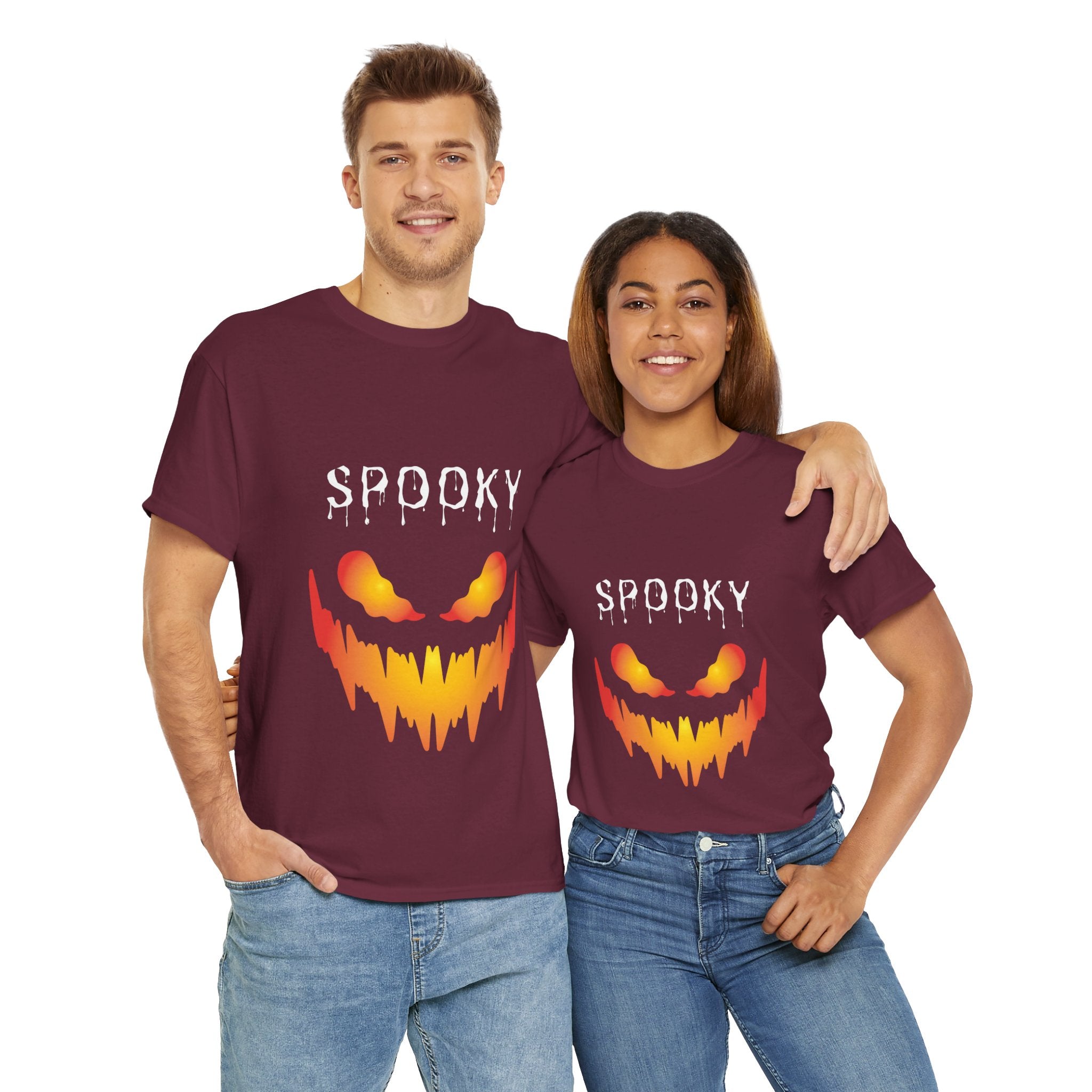 Spooky Unisex Heavy Cotton Tee - Halloween Shirt, Goth Fashion, Casual Wear, Festival Tee, Gift for Horror Fans