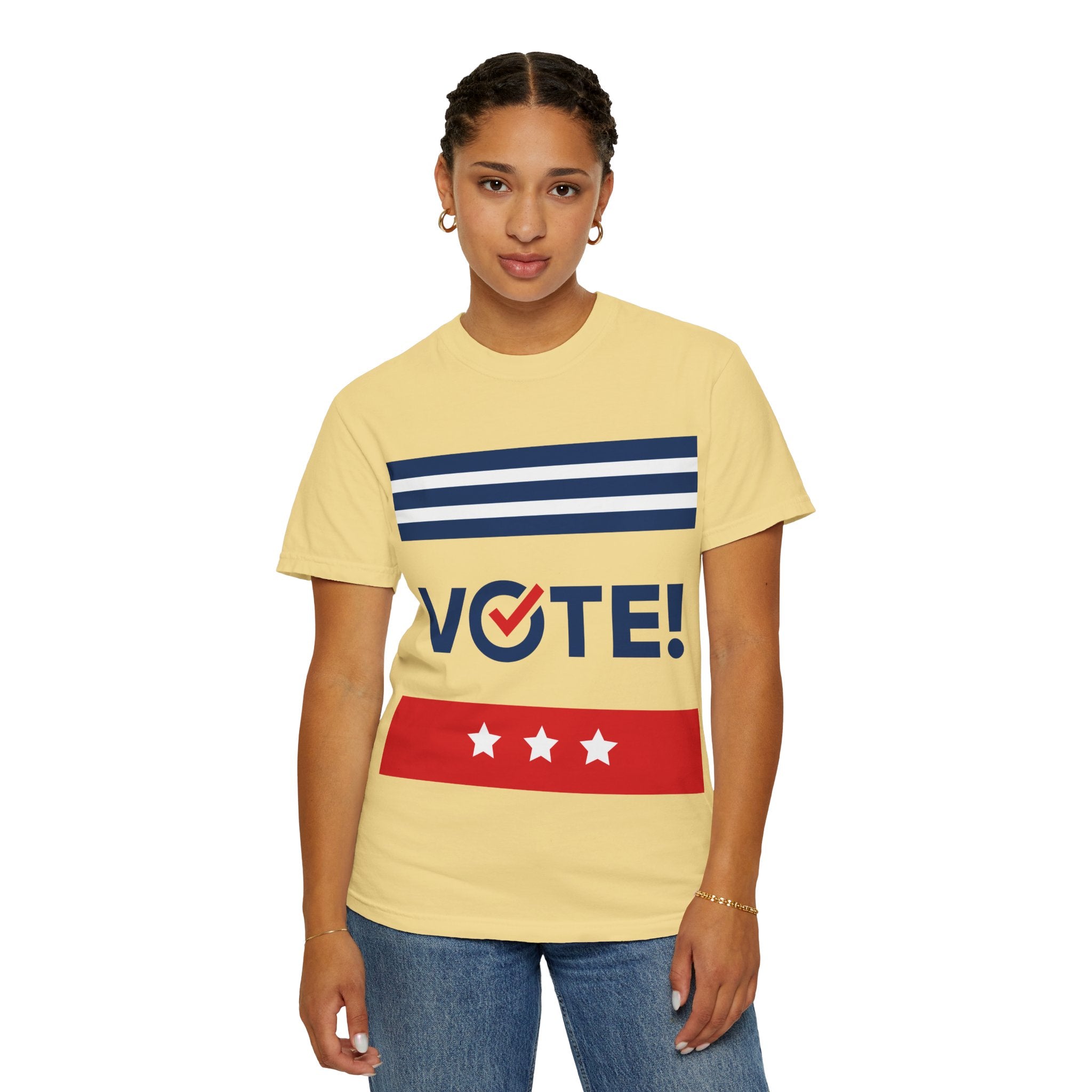 Vote! Garment-Dyed T-Shirt | Unisex Voter Apparel, Election Day Outfit, Political Statement Tee, Casual Advocacy Shirt, Gift for Activists