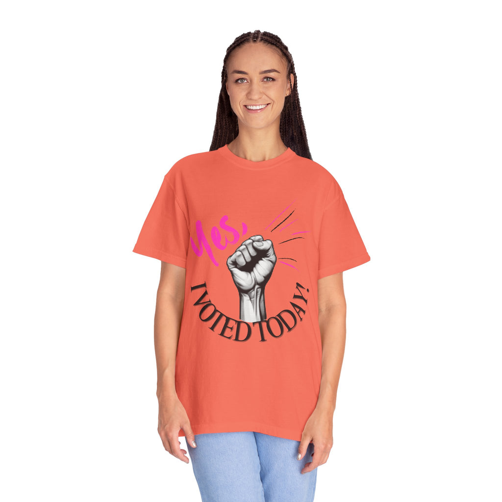 Empowering Voting T-shirt, Yes I Voted Today Tee, Unisex Garment-Dyed Shirt, Election Day Apparel, Civic Engagement Top