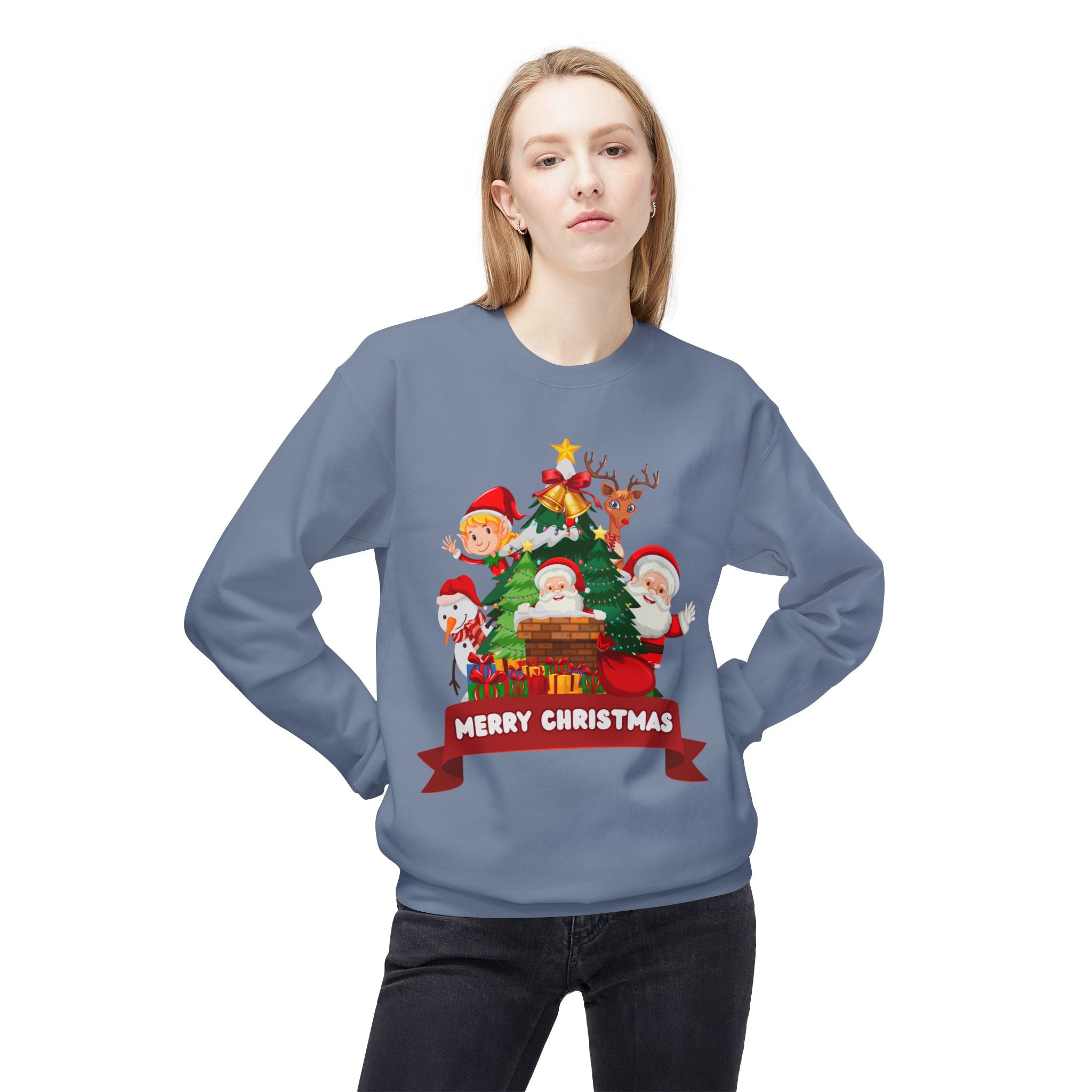 Festive Christmas Sweatshirt, Cozy Holiday Crewneck, Merry Christmas Gift, Family Matching Sweatshirt, Winter Apparel, Santa Design