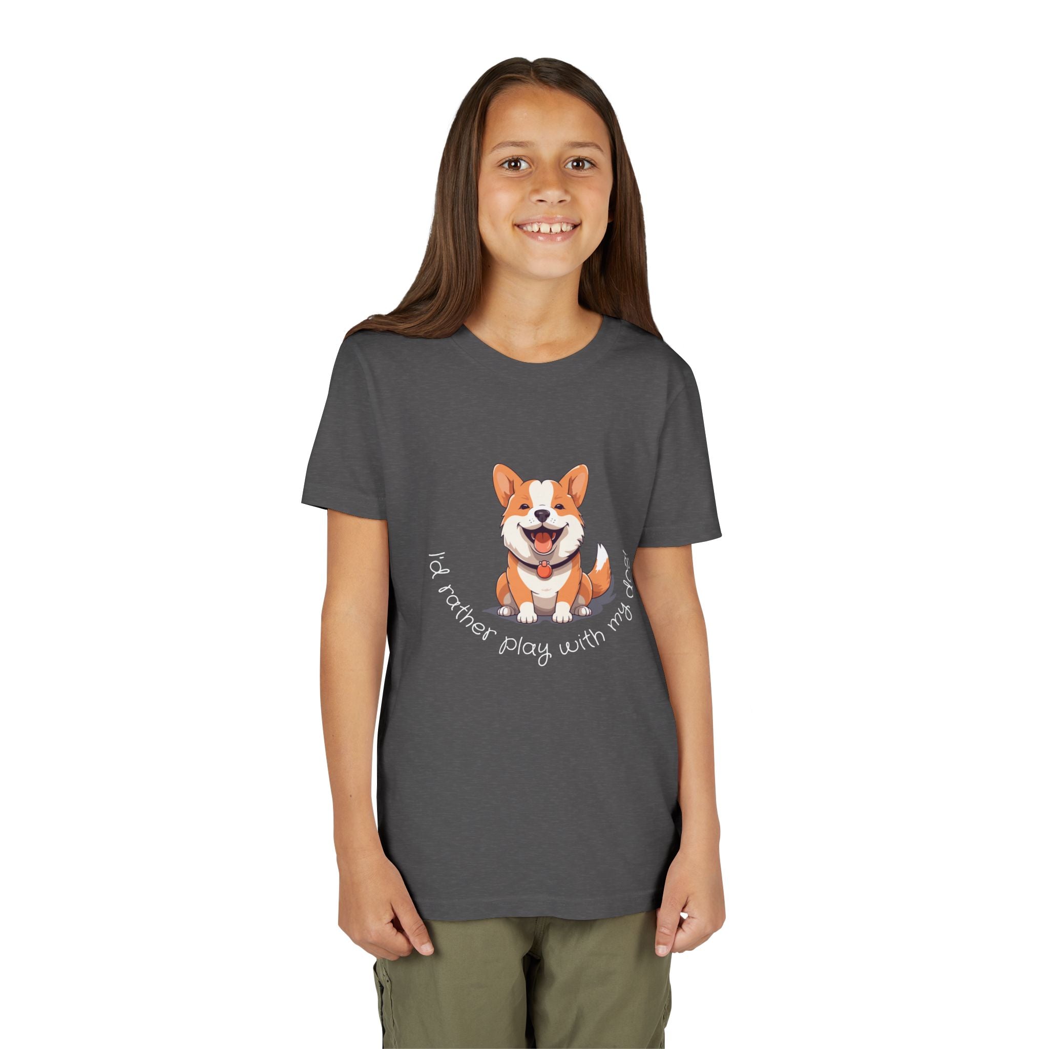 Youth Dog Lover Tee, Kids Corgi Shirt, Playful Dog T-Shirt, Pet Lover Gift, Children's Animal Apparel
