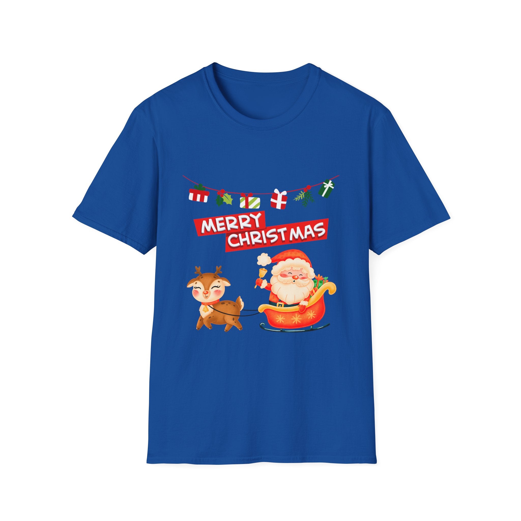 Christmas Cheer T-Shirt, Merry Christmas Tee, Festive Holiday Shirt, Unisex Christmas Apparel, Santa and Reindeer Design