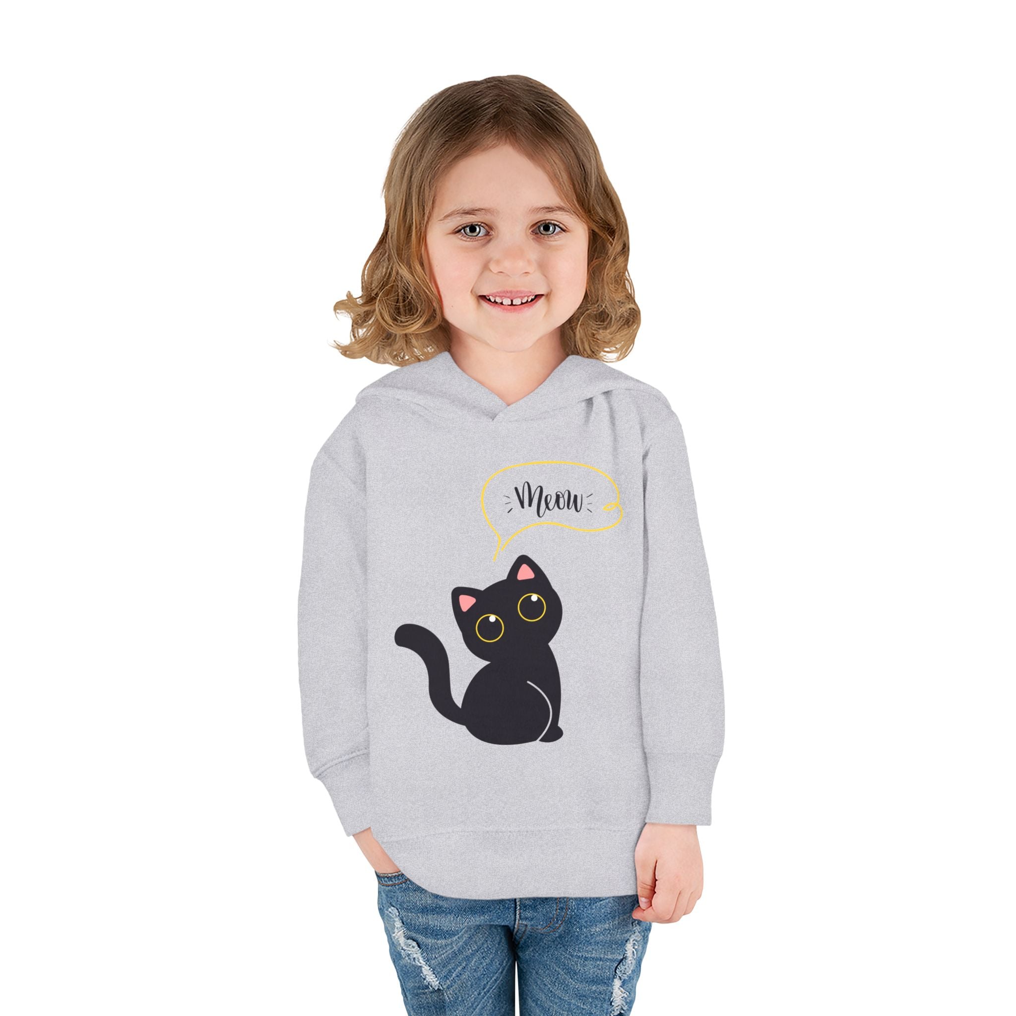 Black Cat Toddler Fleece Hoodie, Cute Kids Pullover, Cat Lover Gift, Birthday Present, Cozy Toddler Clothes