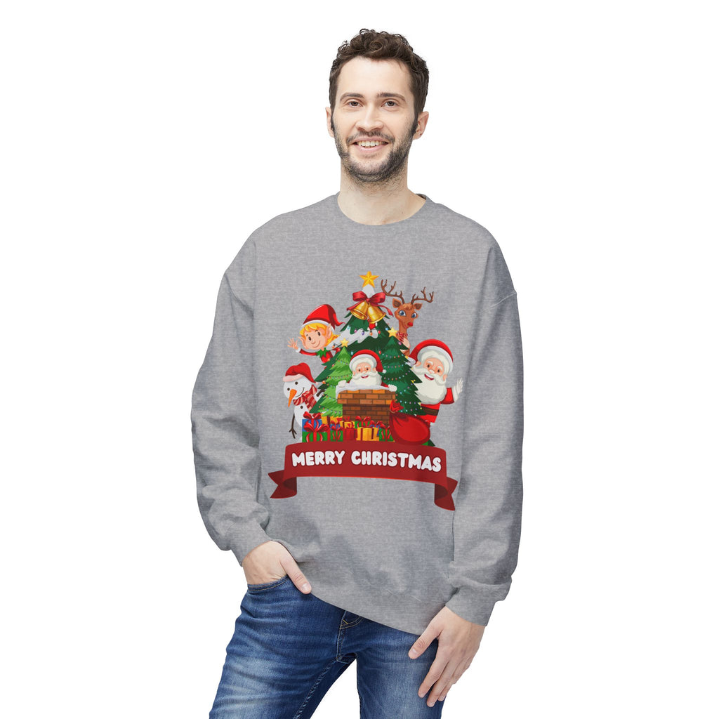 Festive Christmas Sweatshirt, Cozy Holiday Crewneck, Merry Christmas Gift, Family Matching Sweatshirt, Winter Apparel, Santa Design