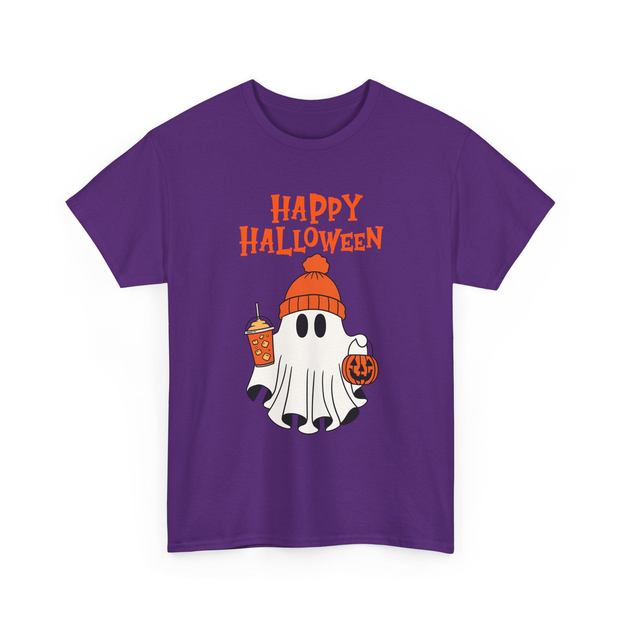 Happy Halloween Ghost Tee, Unisex Cotton T-Shirt, Halloween Apparel, Fall Fashion, Cute Halloween Gift, Ghost Tee