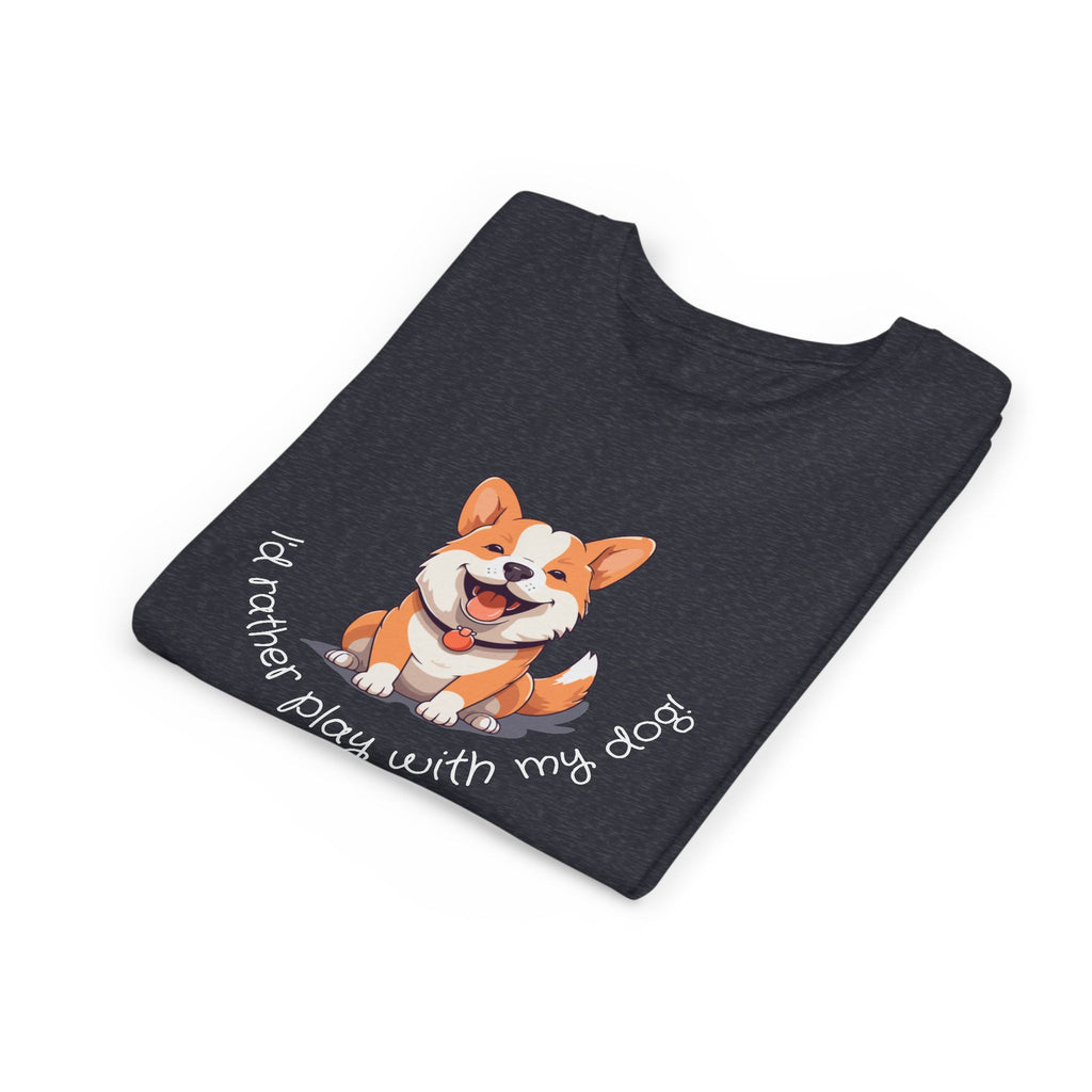 Youth Dog Lover Tee, Kids Corgi Shirt, Playful Dog T-Shirt, Pet Lover Gift, Children's Animal Apparel