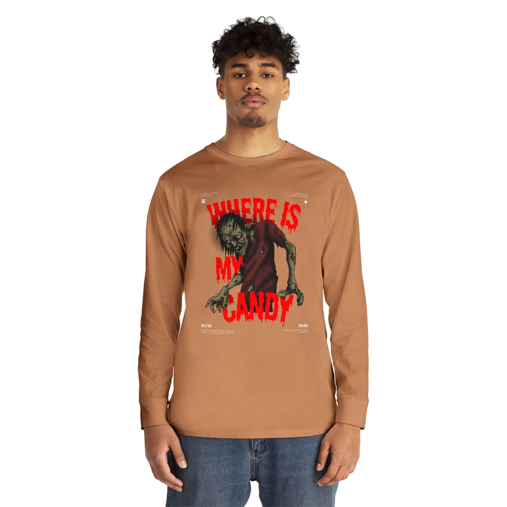 Zombie-Themed Long Sleeve Tee - Perfect for Halloween, Gifts, Horror Fans, Costume Parties, Spooky Season