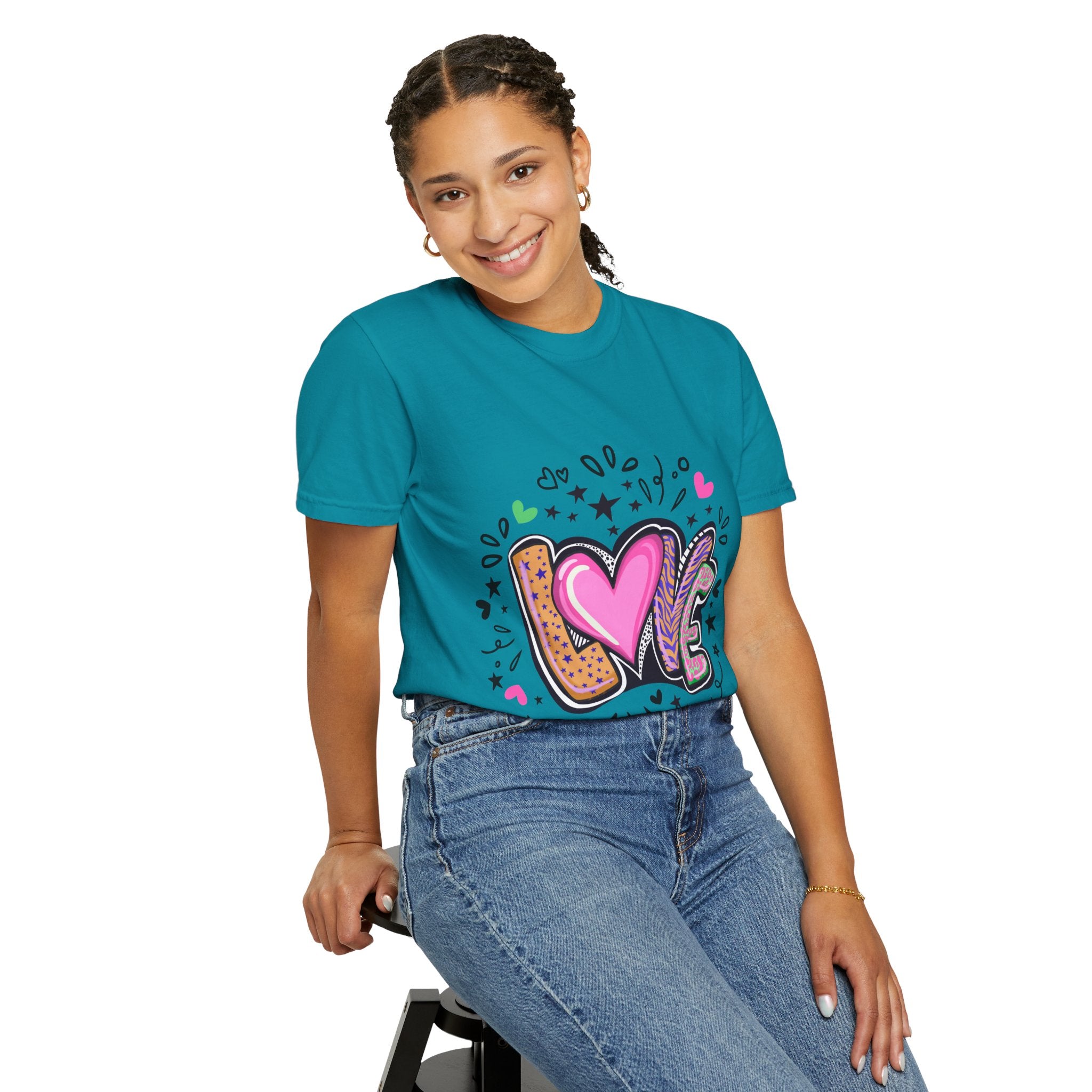 Love Vibes Unisex Garment-Dyed T-shirt | Perfect for Valentine's Day, Anniversaries, Casual Wear, Gifts, and Everyday Love