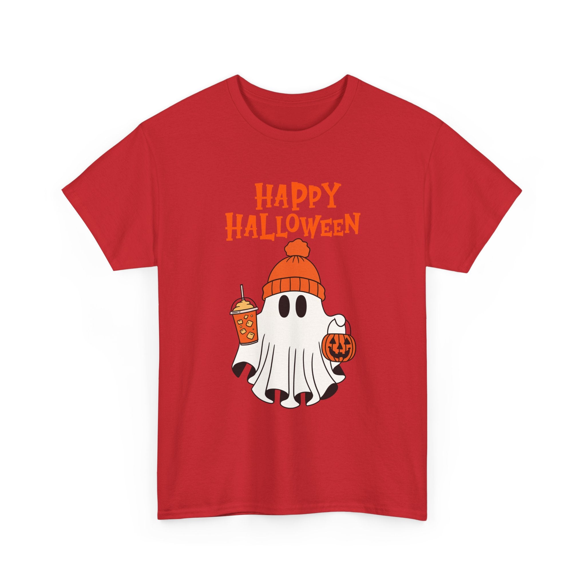 Happy Halloween Ghost Tee, Unisex Cotton T-Shirt, Halloween Apparel, Fall Fashion, Cute Halloween Gift, Ghost Tee