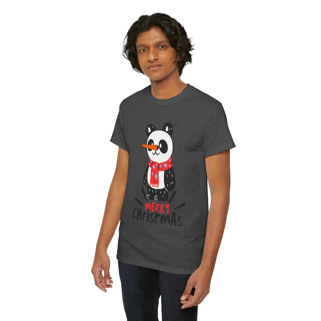 Cute Merry Christmas Panda Tee for Holiday Cheer, Unisex Cotton T-Shirt, Fun Gift for Him & Her, Christmas Apparel, Winter Gathering