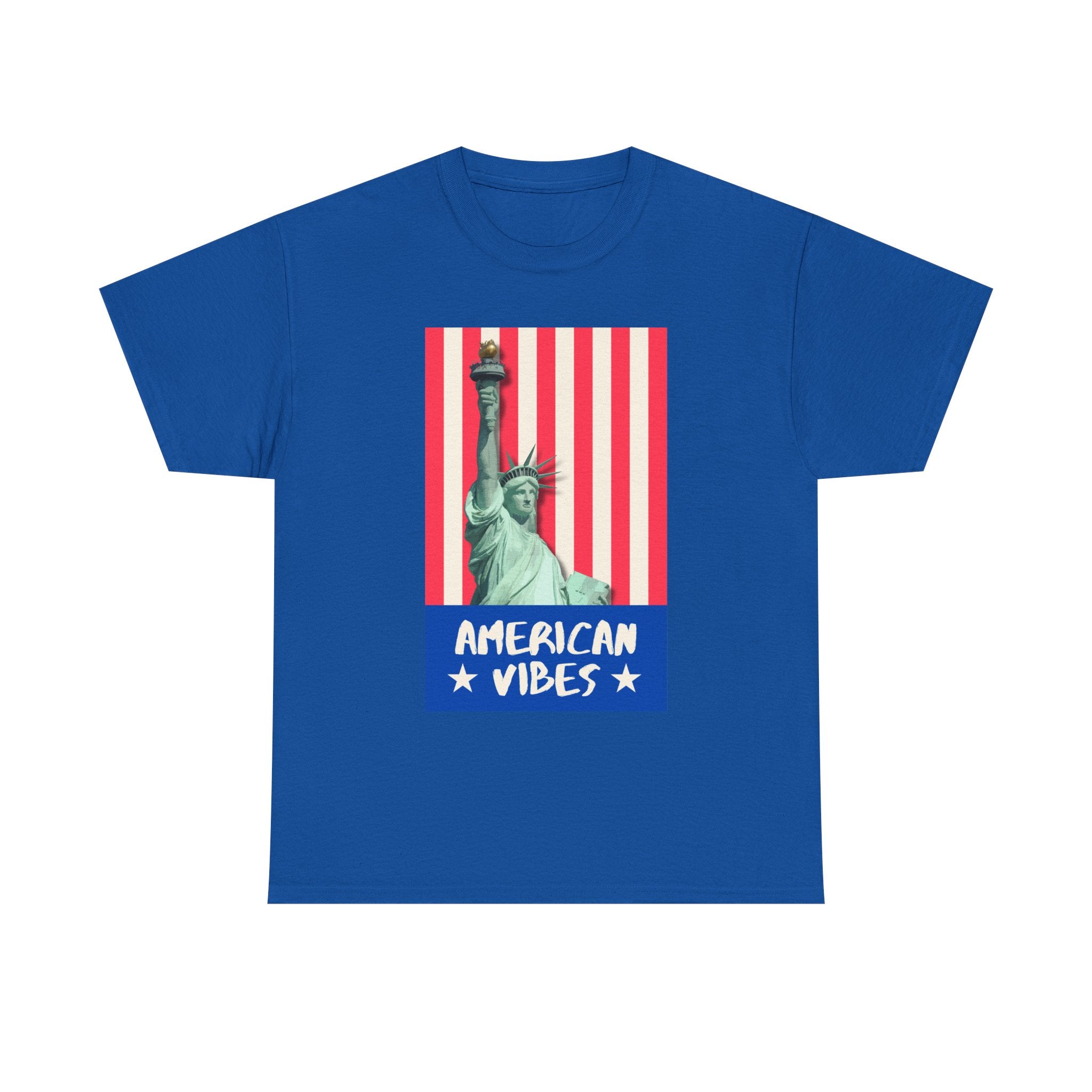 American Vibes Unisex Heavy Cotton Tee, Patriotic Shirt, Gift for Veterans, Independence Day Apparel, Summer Casual Wear