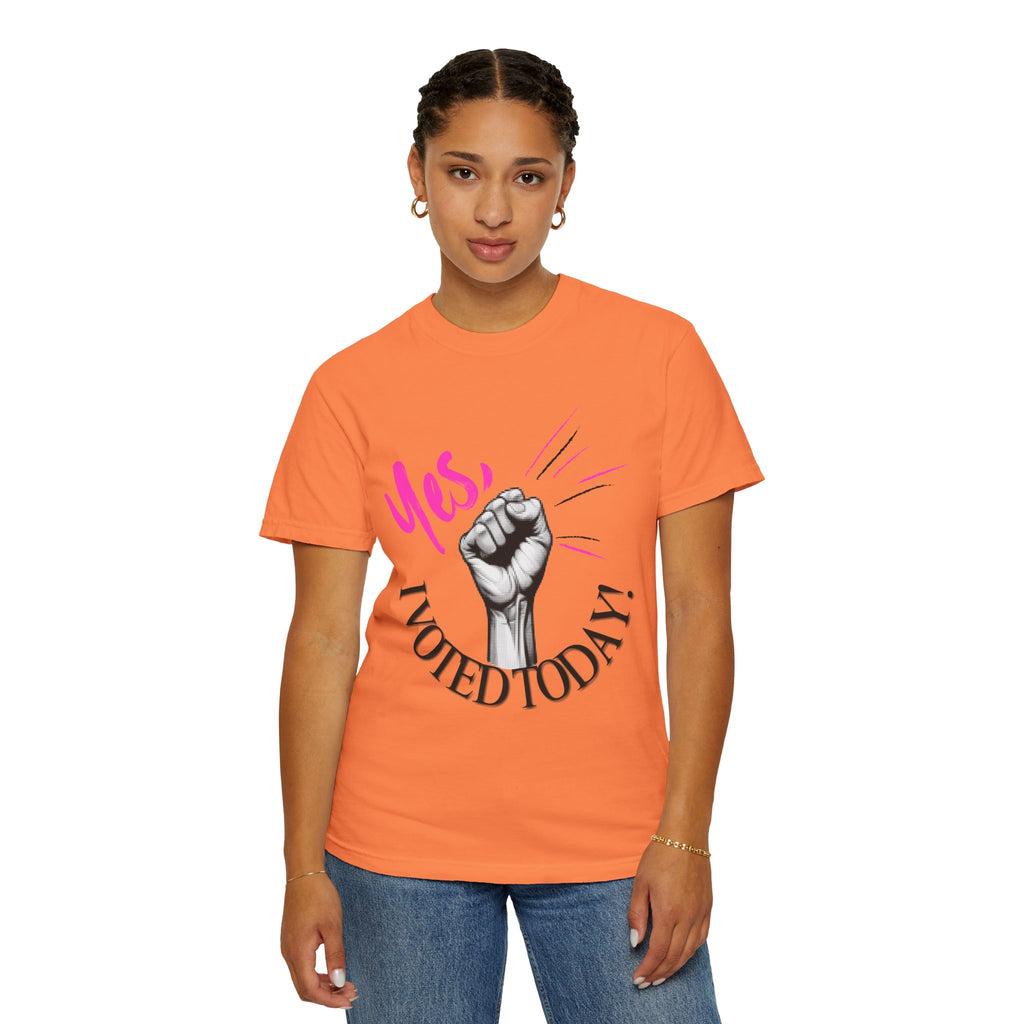 Empowering Voting T-shirt, Yes I Voted Today Tee, Unisex Garment-Dyed Shirt, Election Day Apparel, Civic Engagement Top