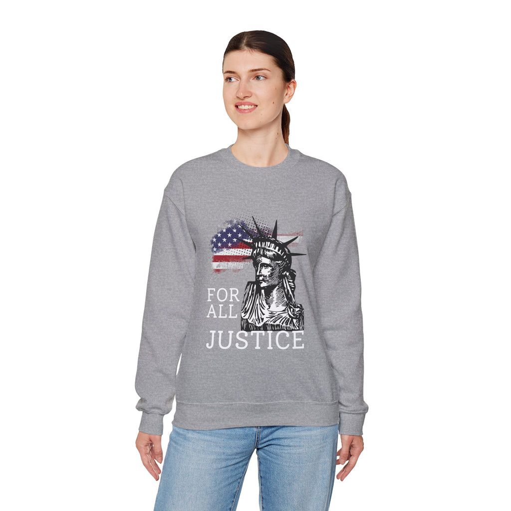 Justice Crewneck Sweatshirt - Unisex Heavy Blend, Patriotic Apparel, Comfortable Gift for Activists, USA Theme, Everyday Wear