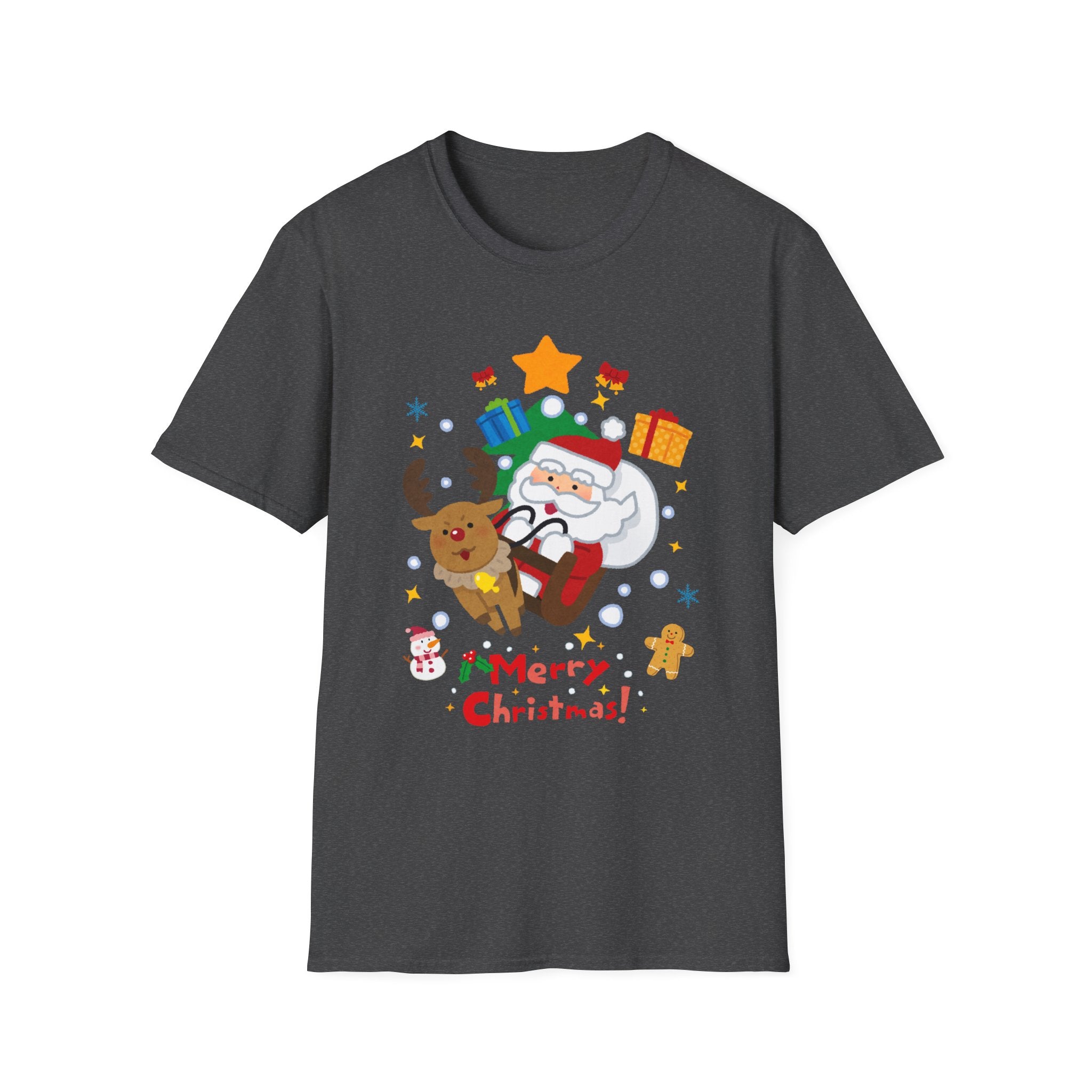 Festive Santa T-Shirt with Merry Christmas Design, Unisex Holiday Tee, Christmas Gift, Family Gathering Apparel, Cozy Winter Wear