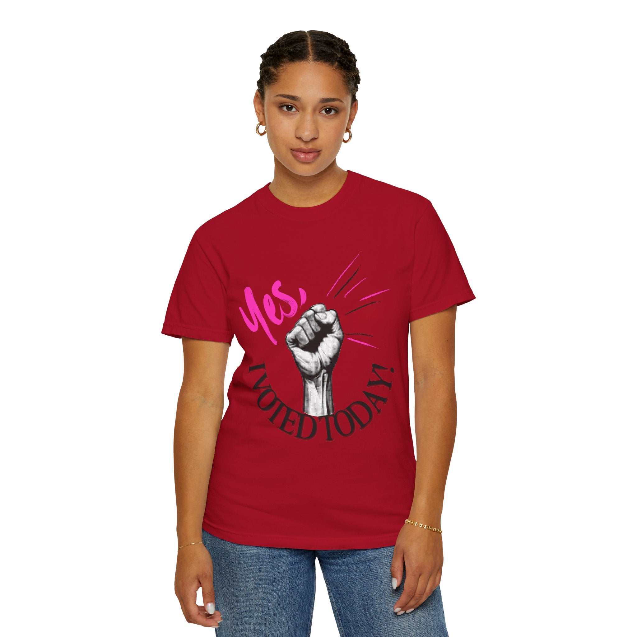 Empowering Voting T-shirt, Yes I Voted Today Tee, Unisex Garment-Dyed Shirt, Election Day Apparel, Civic Engagement Top