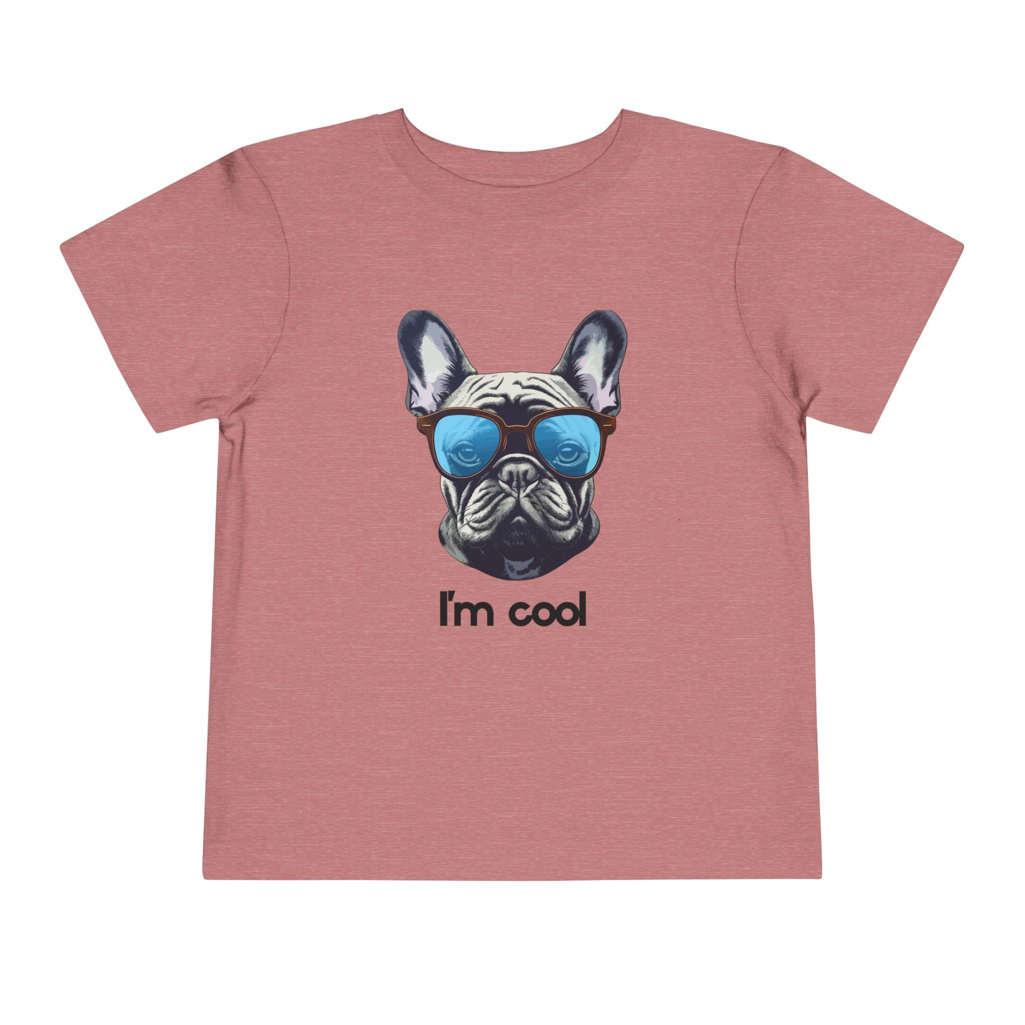Cool French Bulldog Toddler Tee, I'm Cool Shirt, Kids Summer Tee, Pet Lover Gift, Cute Toddler Outfit