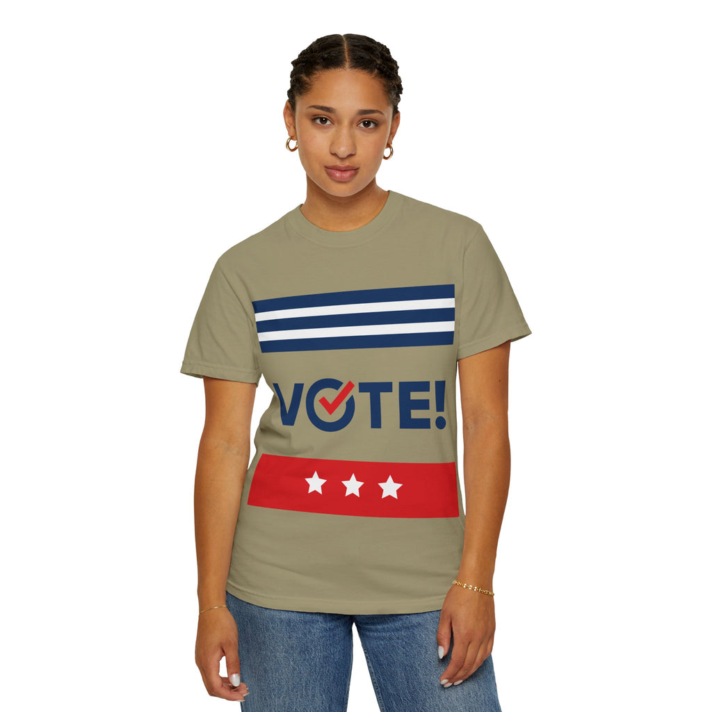 Vote! Garment-Dyed T-Shirt | Unisex Voter Apparel, Election Day Outfit, Political Statement Tee, Casual Advocacy Shirt, Gift for Activists