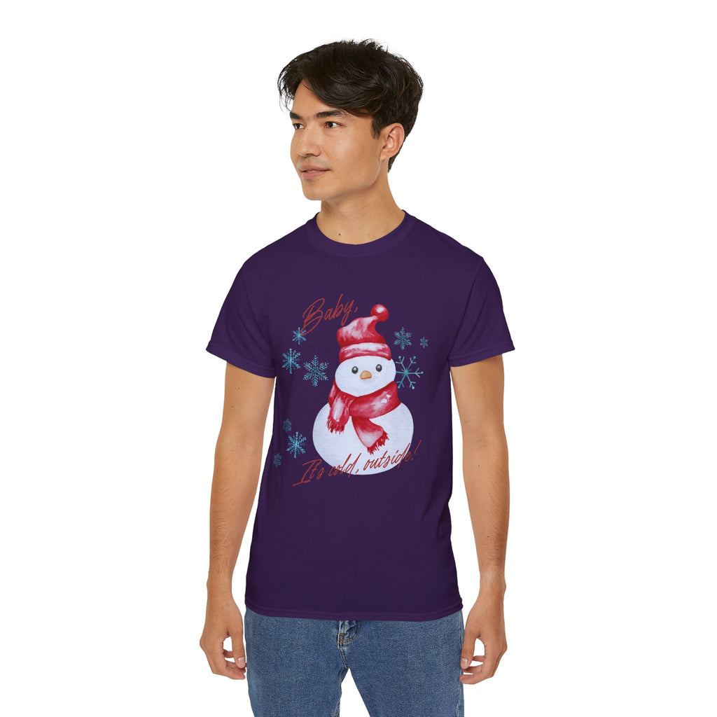 Winter Wonderland Snowman Tee, Unisex Cotton T-Shirt for Holiday Cheer, Christmas Party, Gift, Cozy Winter Apparel