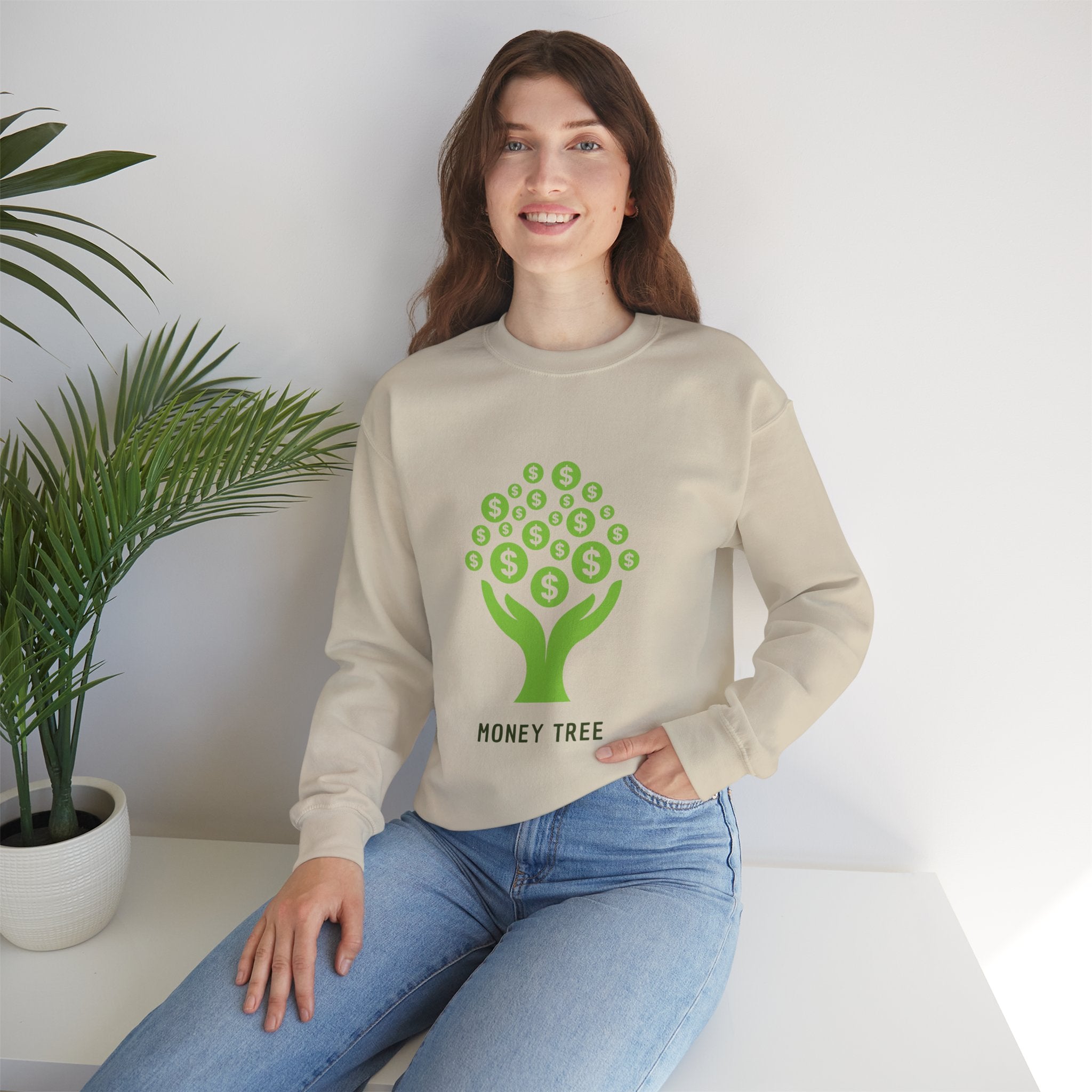 Money Tree Sweatshirt, Cozy Crewneck, Unisex Gift, Eco-Friendly Fashion, Perfect for Casual Wear, Gift for Him/Her