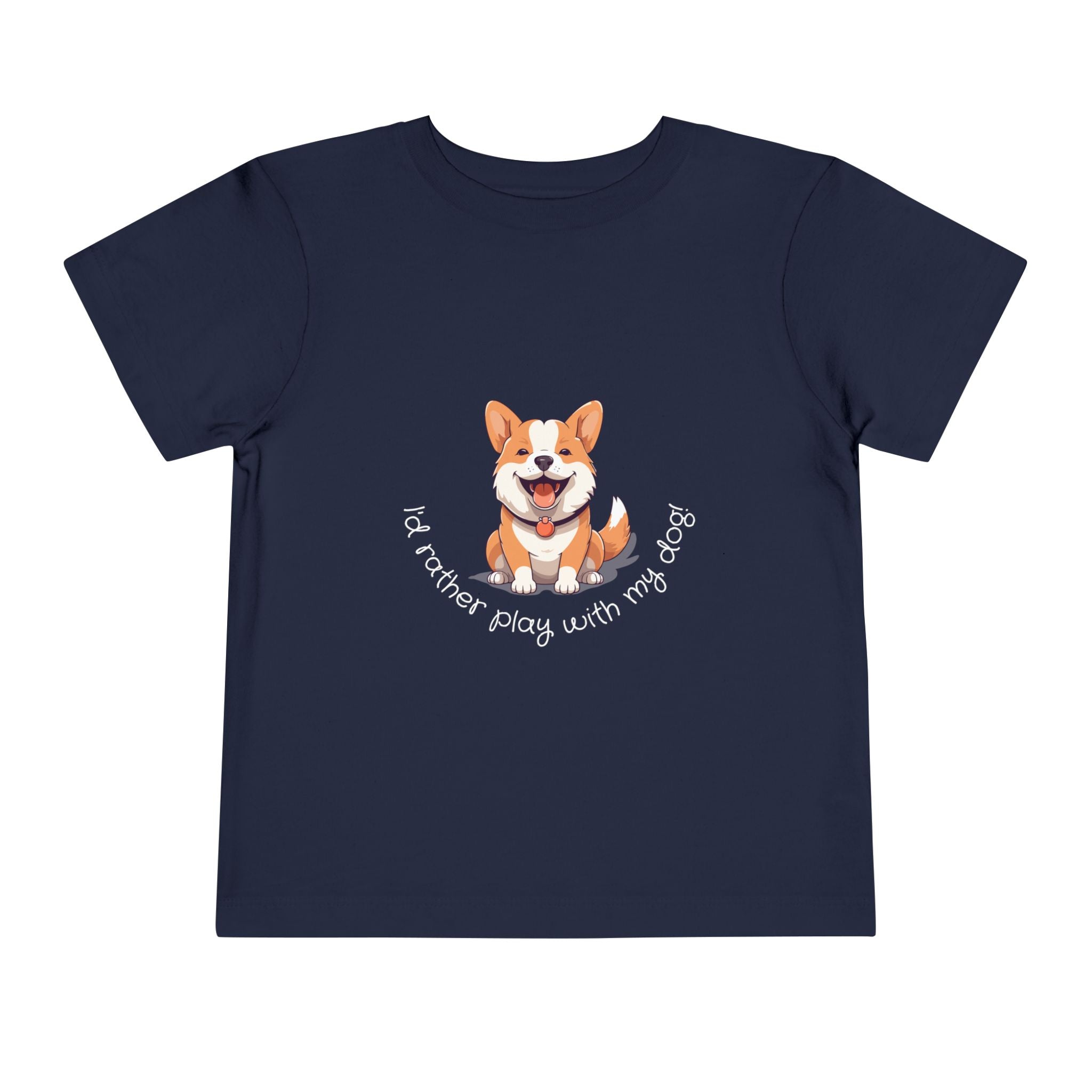 Cute Dog Lover Toddler Tee, I'd Rather Play with My Dog, Perfect for Dog Lovers, Birthday, Gift for Kids, Everyday Wear