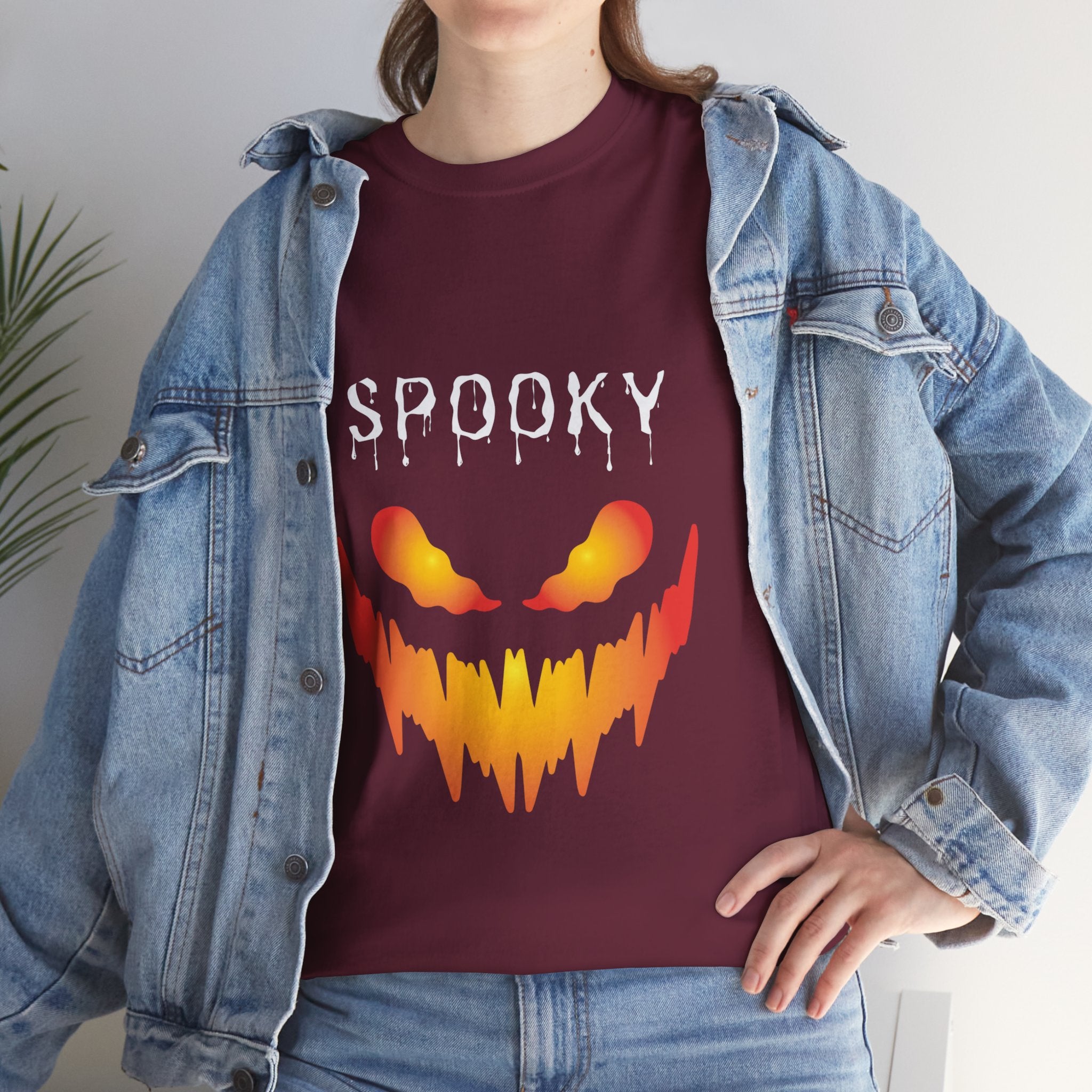 Spooky Unisex Heavy Cotton Tee - Halloween Shirt, Goth Fashion, Casual Wear, Festival Tee, Gift for Horror Fans