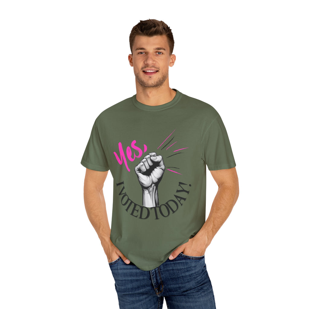 Empowering Voting T-shirt, Yes I Voted Today Tee, Unisex Garment-Dyed Shirt, Election Day Apparel, Civic Engagement Top