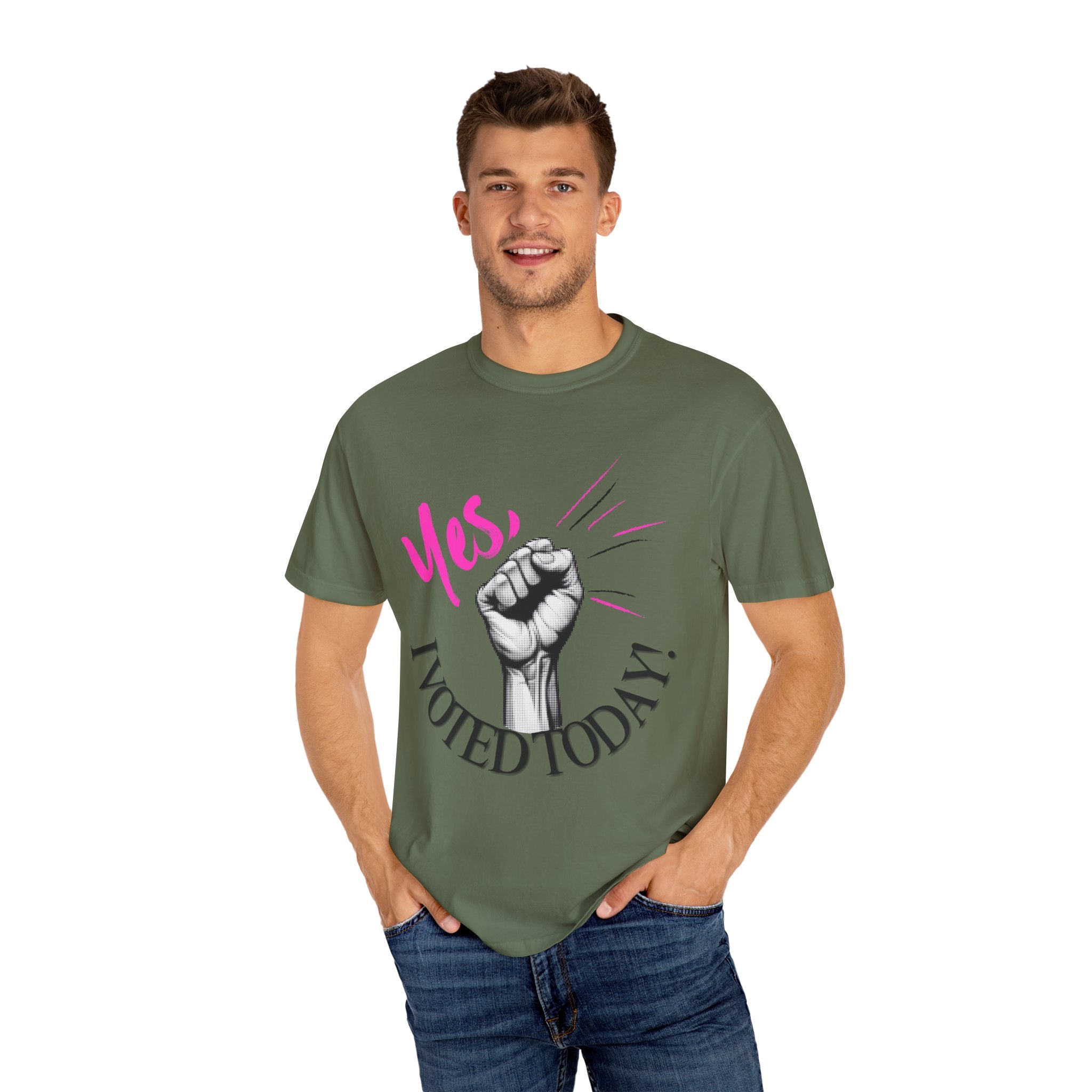 Empowering Voting T-shirt, Yes I Voted Today Tee, Unisex Garment-Dyed Shirt, Election Day Apparel, Civic Engagement Top