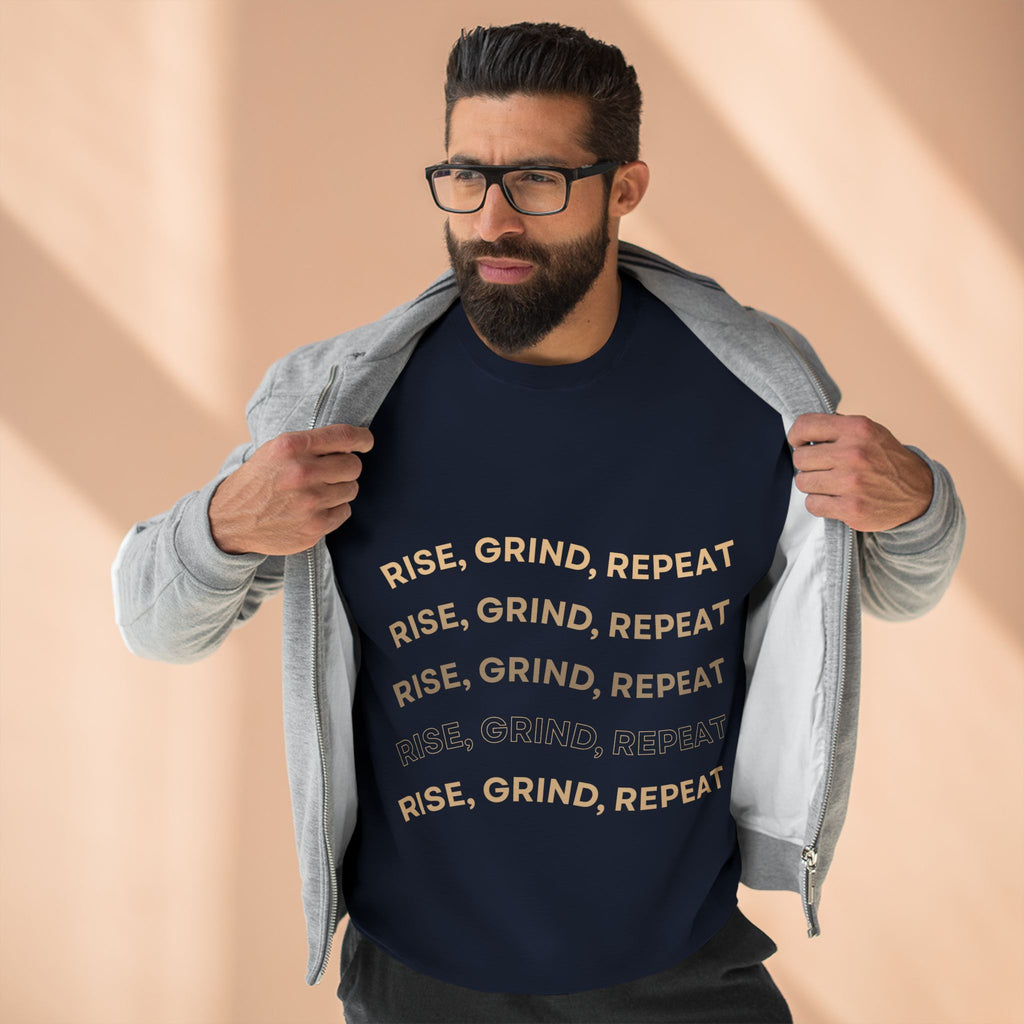 Rise, Grind, Repeat Sweatshirt | Cozy Motivational Crewneck | Perfect for Gym Lovers, Athletes, Gift for Friends, Casual Wear